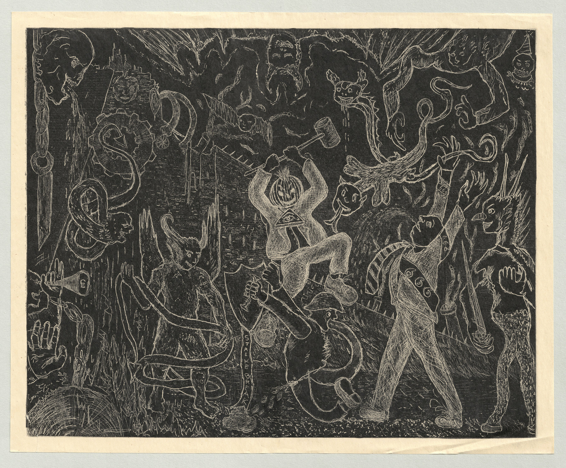 Oliver McConnie, 2nd Dark age, etching, 24 x 30cm, 2015. Full sheet.