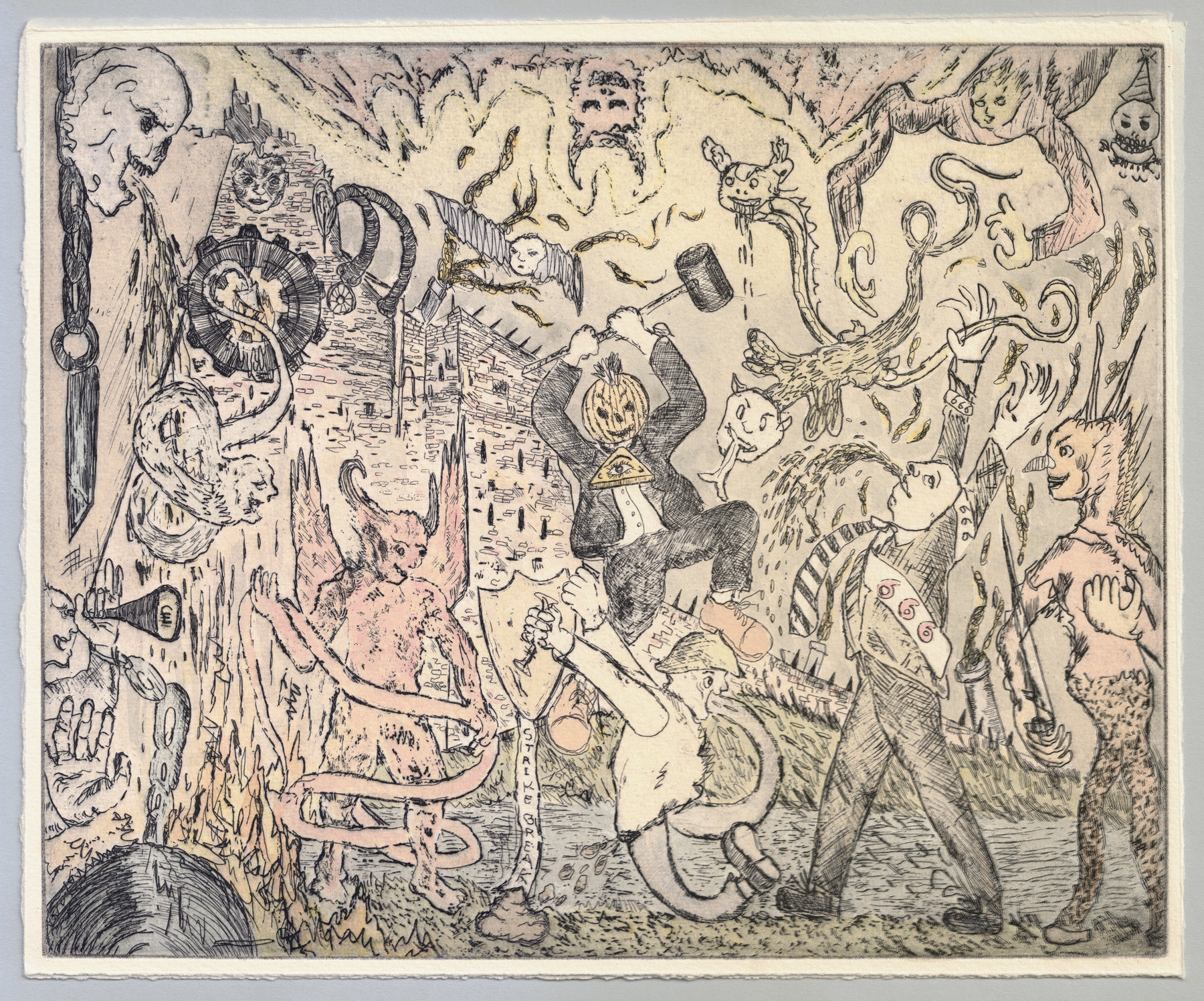 Oliver McConnie, 2nd Dark age, etching, 24 x 30cm, 2015. Full sheet.