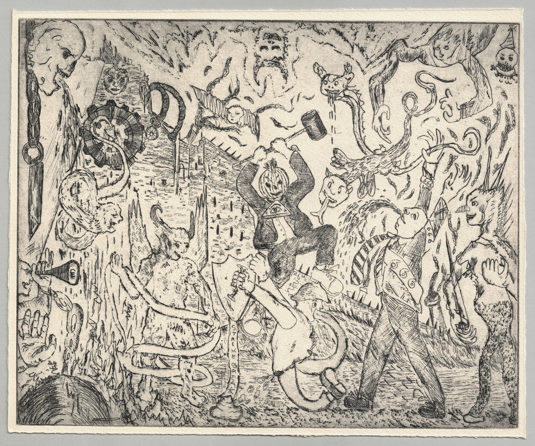 Oliver McConnie, 2nd Dark age, etching, 24 x 30cm, 2015. Full sheet.