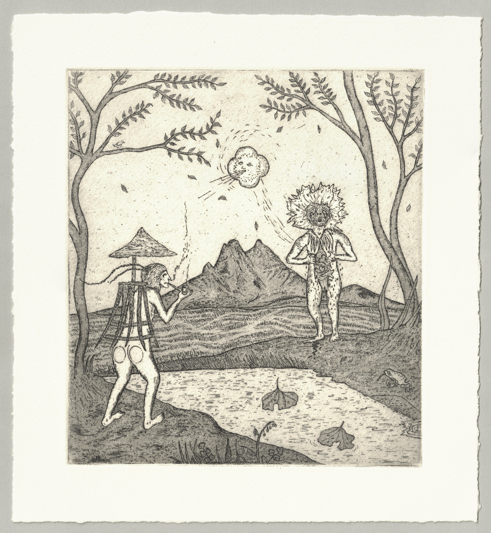 Oliver McConnie, An Apparition, etching, 20 x 17cm, 2009. Full sheet.