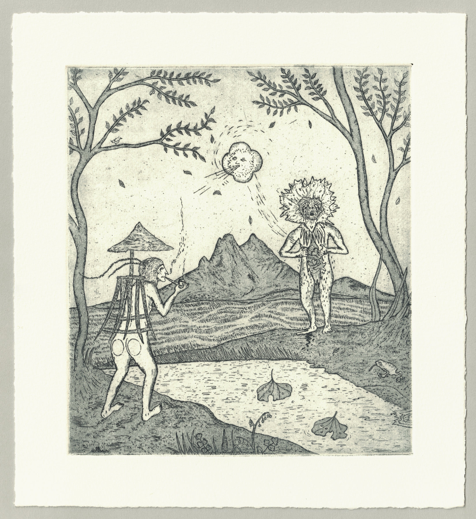 Oliver McConnie, An Apparition, etching, 20 x 17cm, 2009. Full sheet.