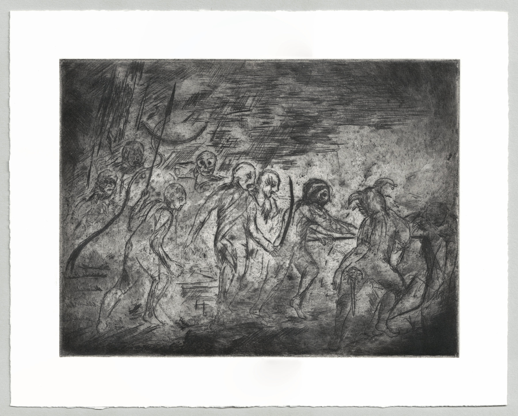 Oliver McConnie, Assail, etching, 16 x 22cm, 2014. Full sheet.