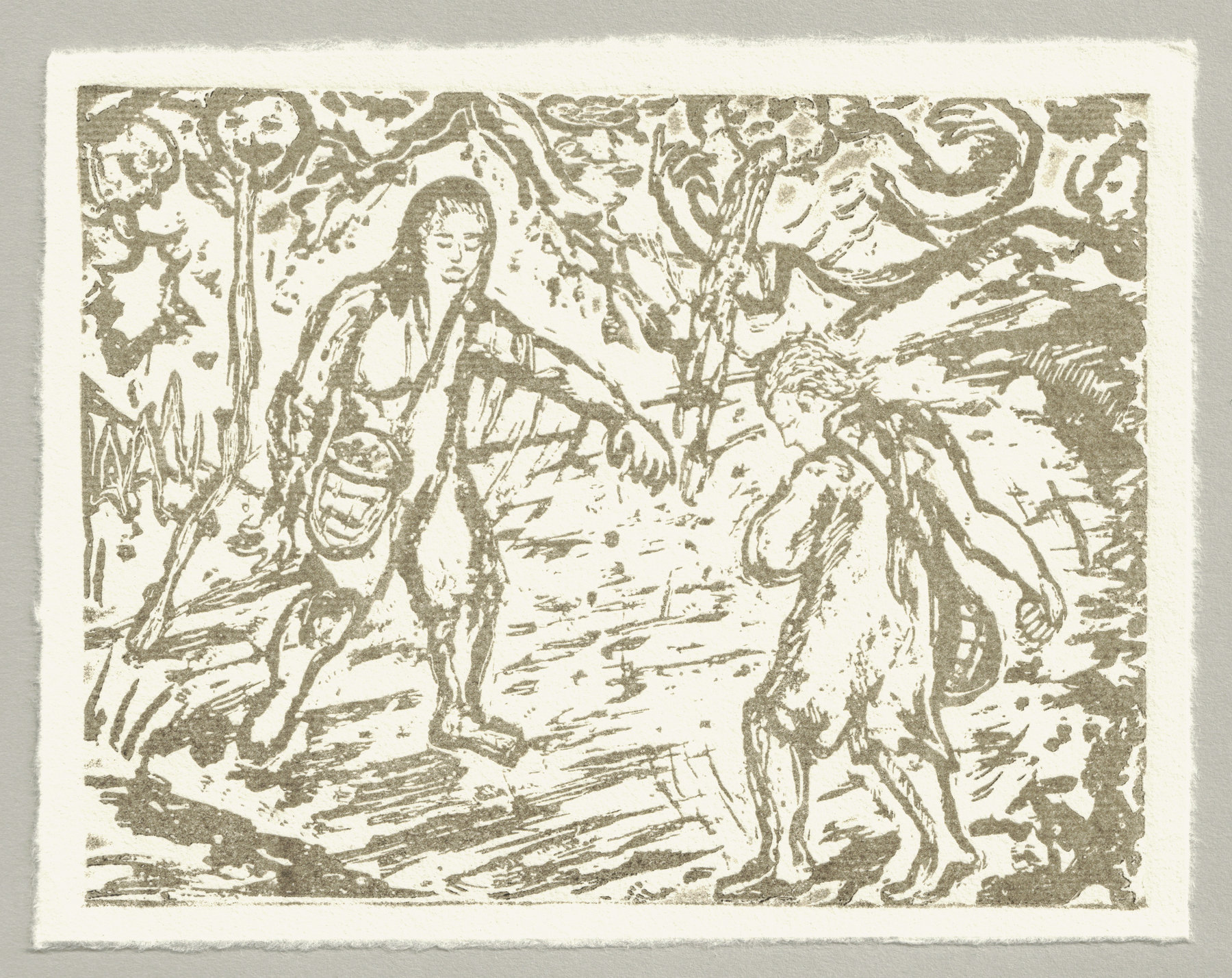 Oliver McConnie, Dance of Death, relief etching, 12 x 16cm, 2016. Full sheet.