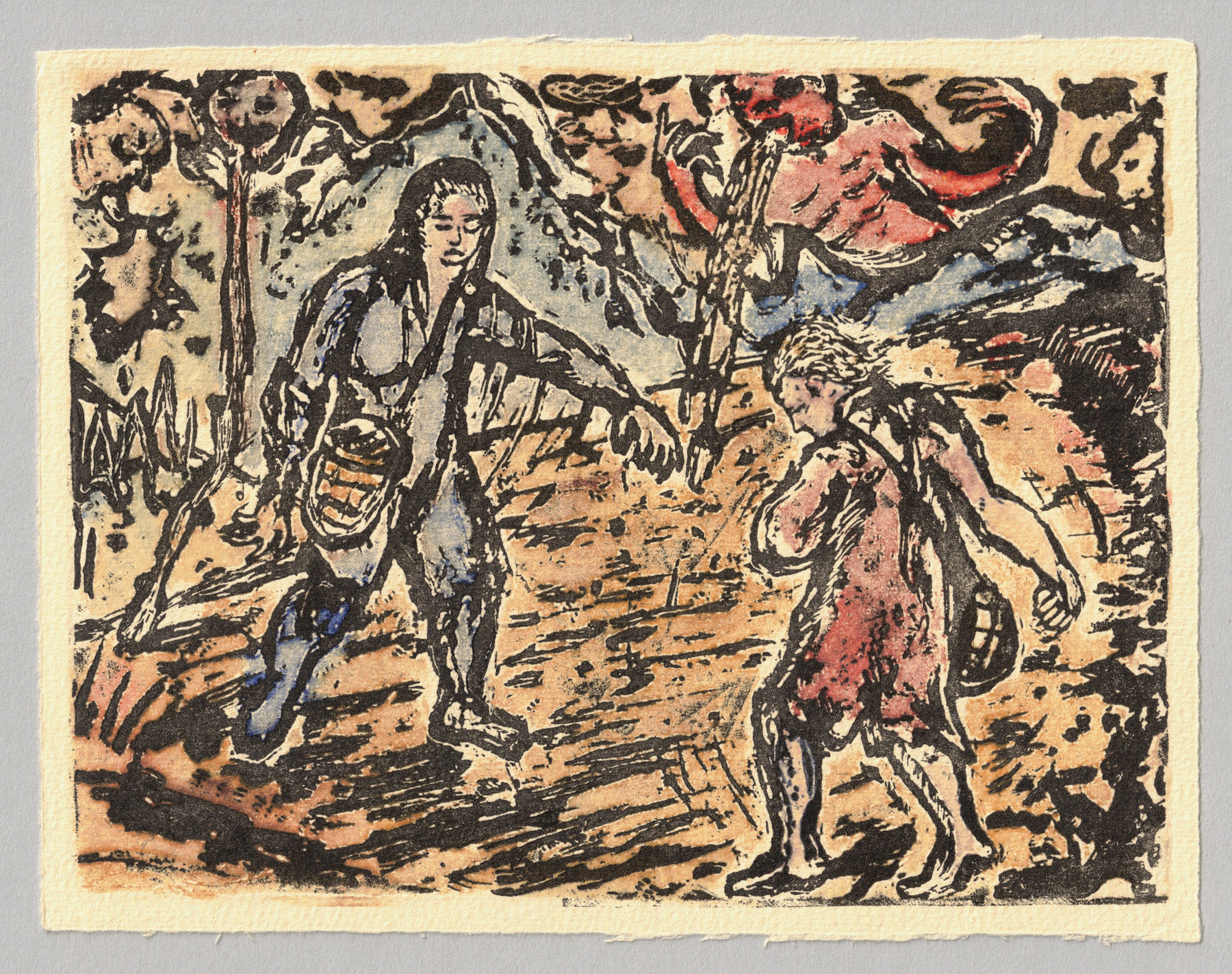 Oliver McConnie, Dance of Death, relief etching, 12 x 16cm, 2016. Full sheet.