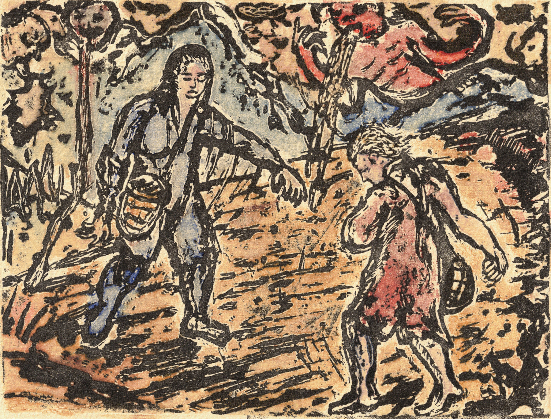 Oliver McConnie, Dance of Death, relief etching, 12 x 16cm, 2016. Plate mark crop.