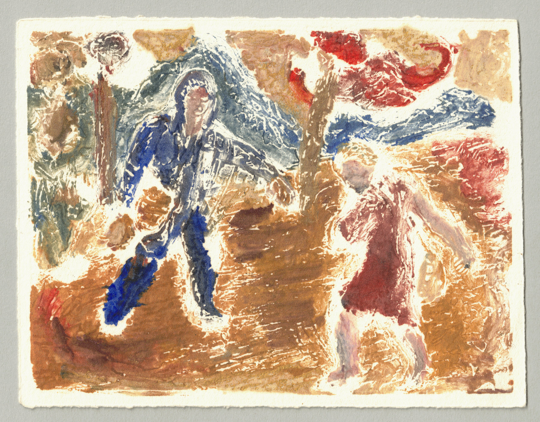 Oliver McConnie, Dance of Death, relief etching, 12 x 16cm, 2016. Full sheet.