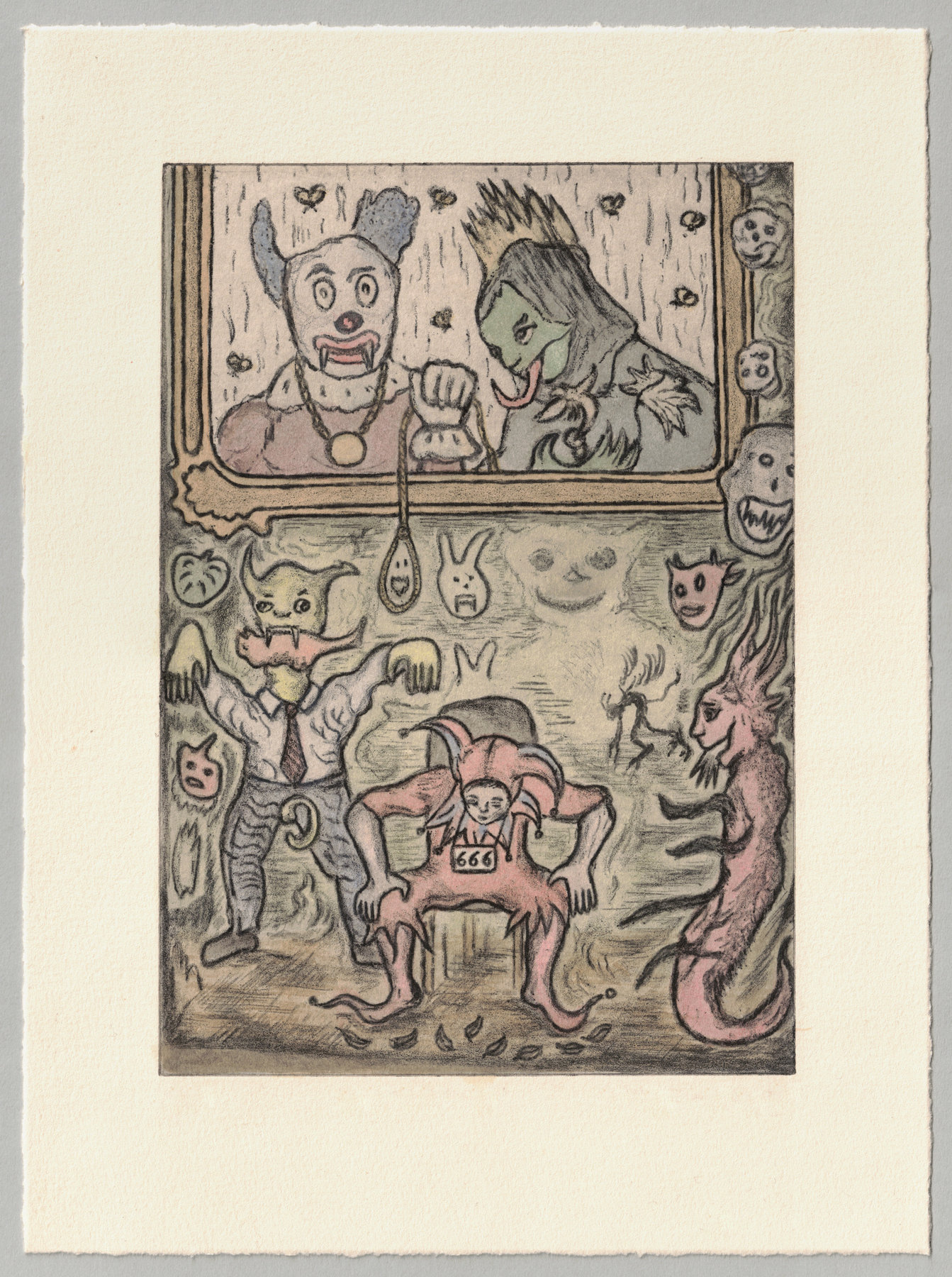 Oliver McConnie, Dank Gallery, etching, 21 x 15cm, 2018. Full sheet.