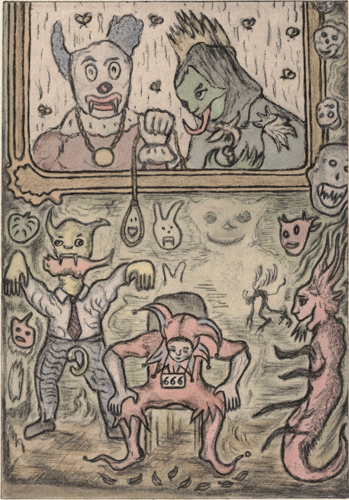 Oliver McConnie, Dank Gallery, etching, 21 x 15cm, 2018. Plate mark crop.