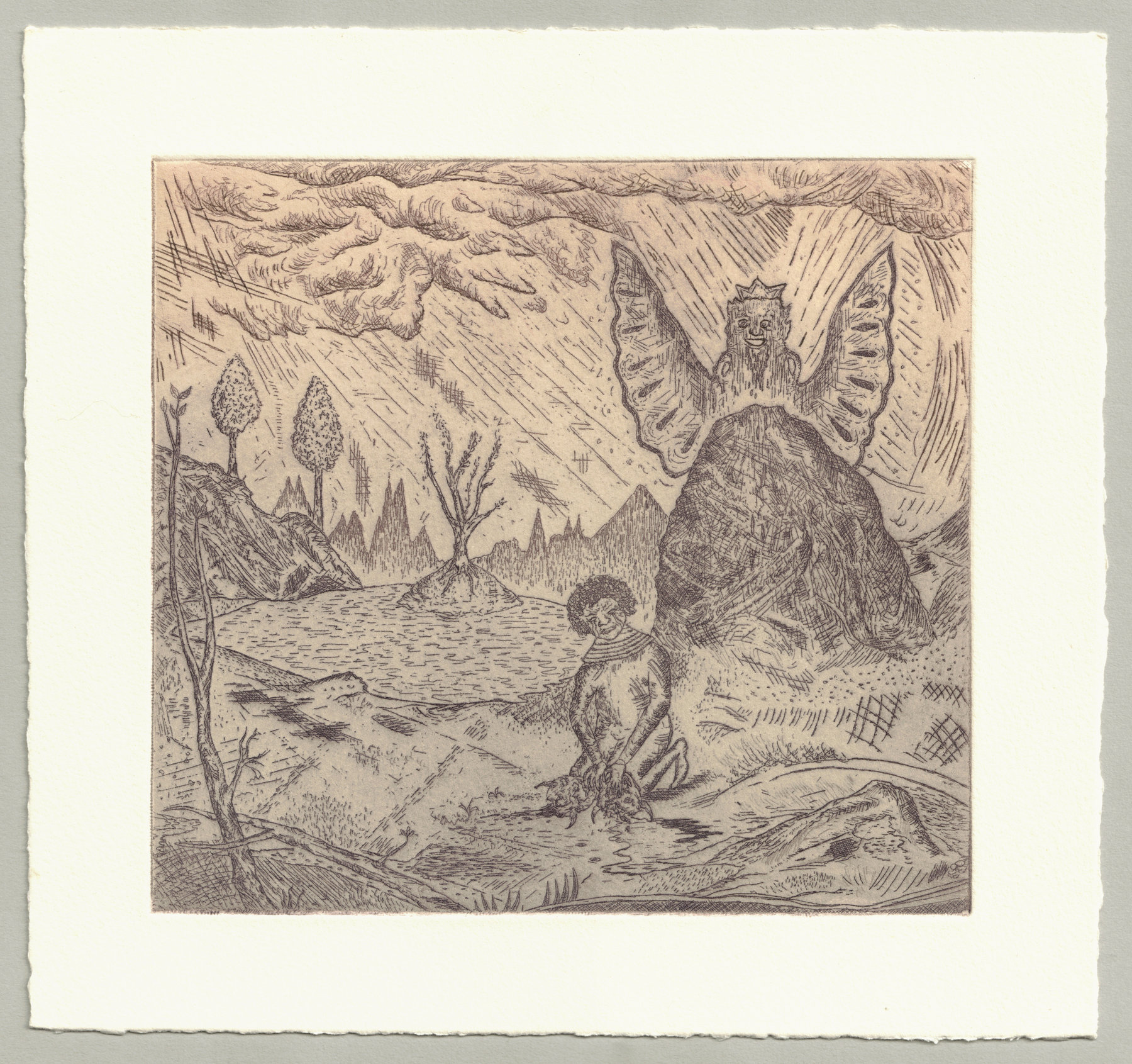 Oliver McConnie, Dark Night of the Soul, etching, 16 x 17cm, 2010. Full sheet.