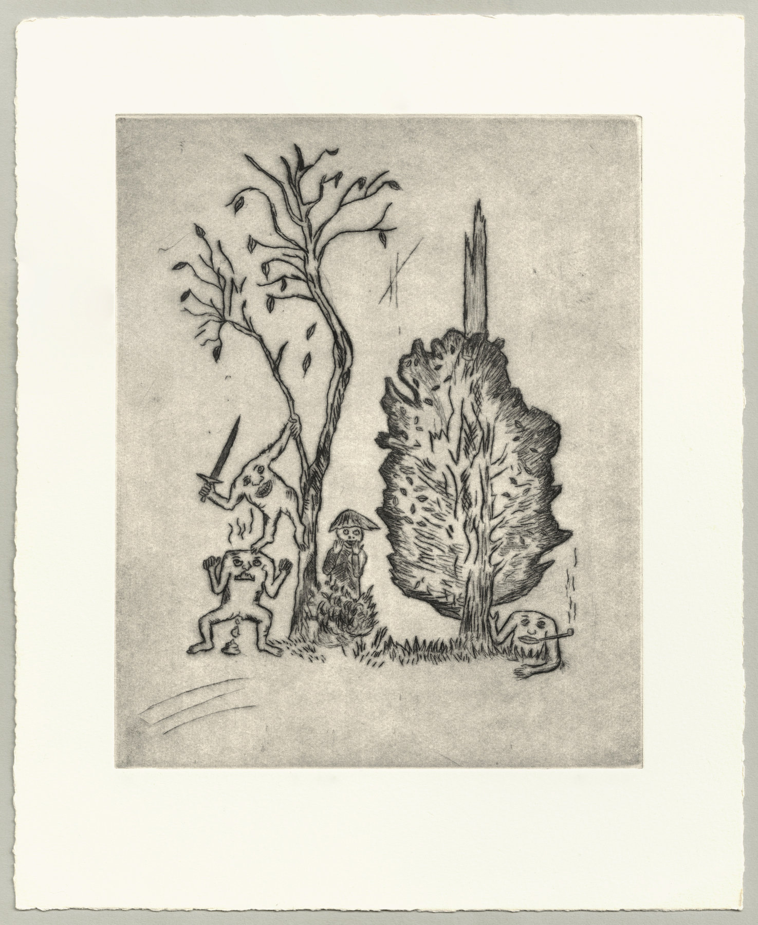 Oliver McConnie, Daydream, dry point, 25 x 20cm, 2010. Full sheet.