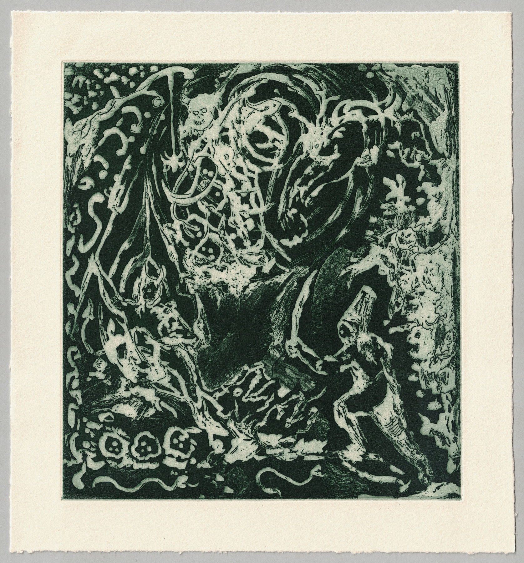 Oliver McConnie, Devils Liar, etching, 23 x 21cm, 2014. Full sheet.