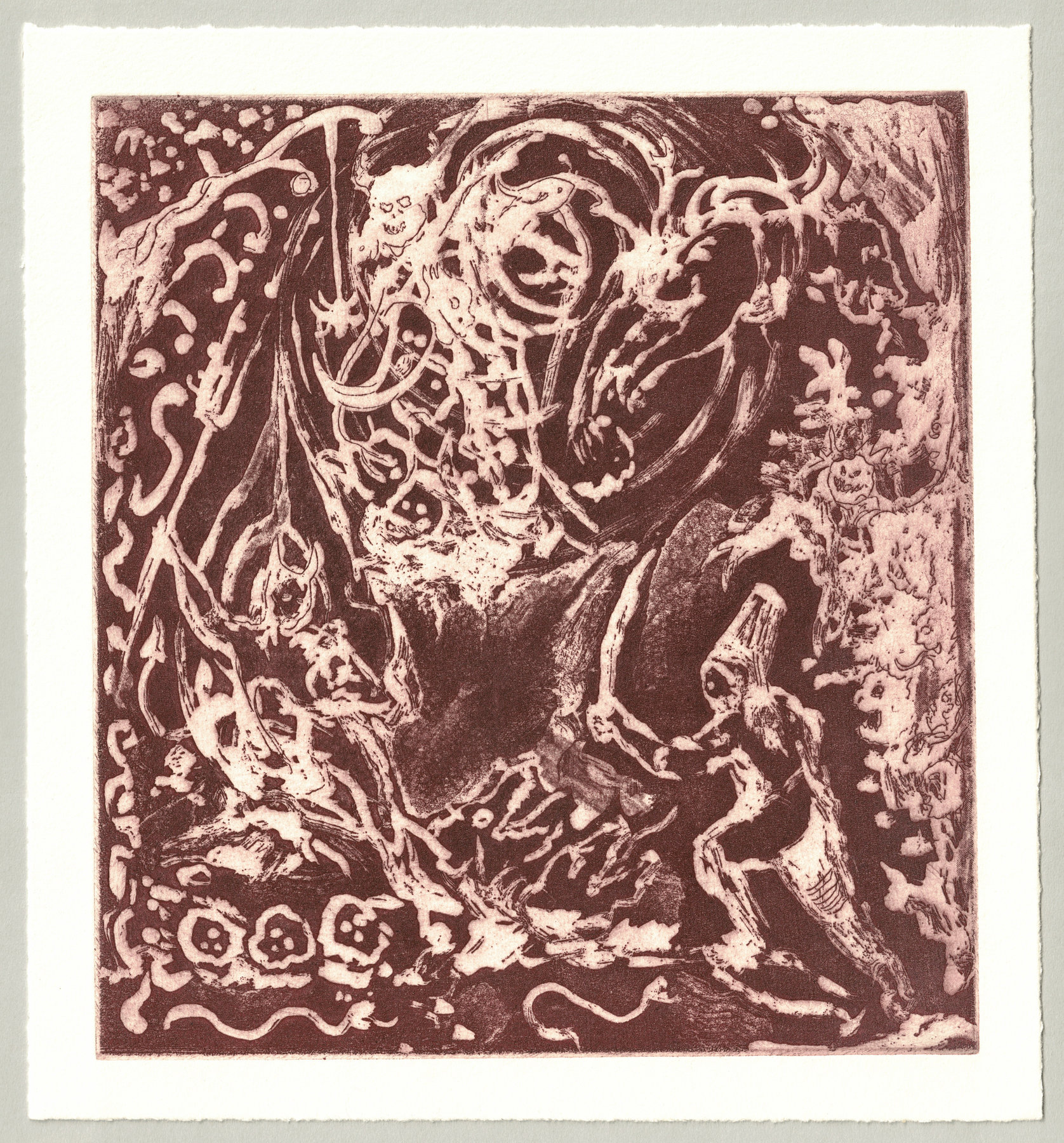 Oliver McConnie, Devils Liar, etching, 23 x 21cm, 2014. Full sheet.