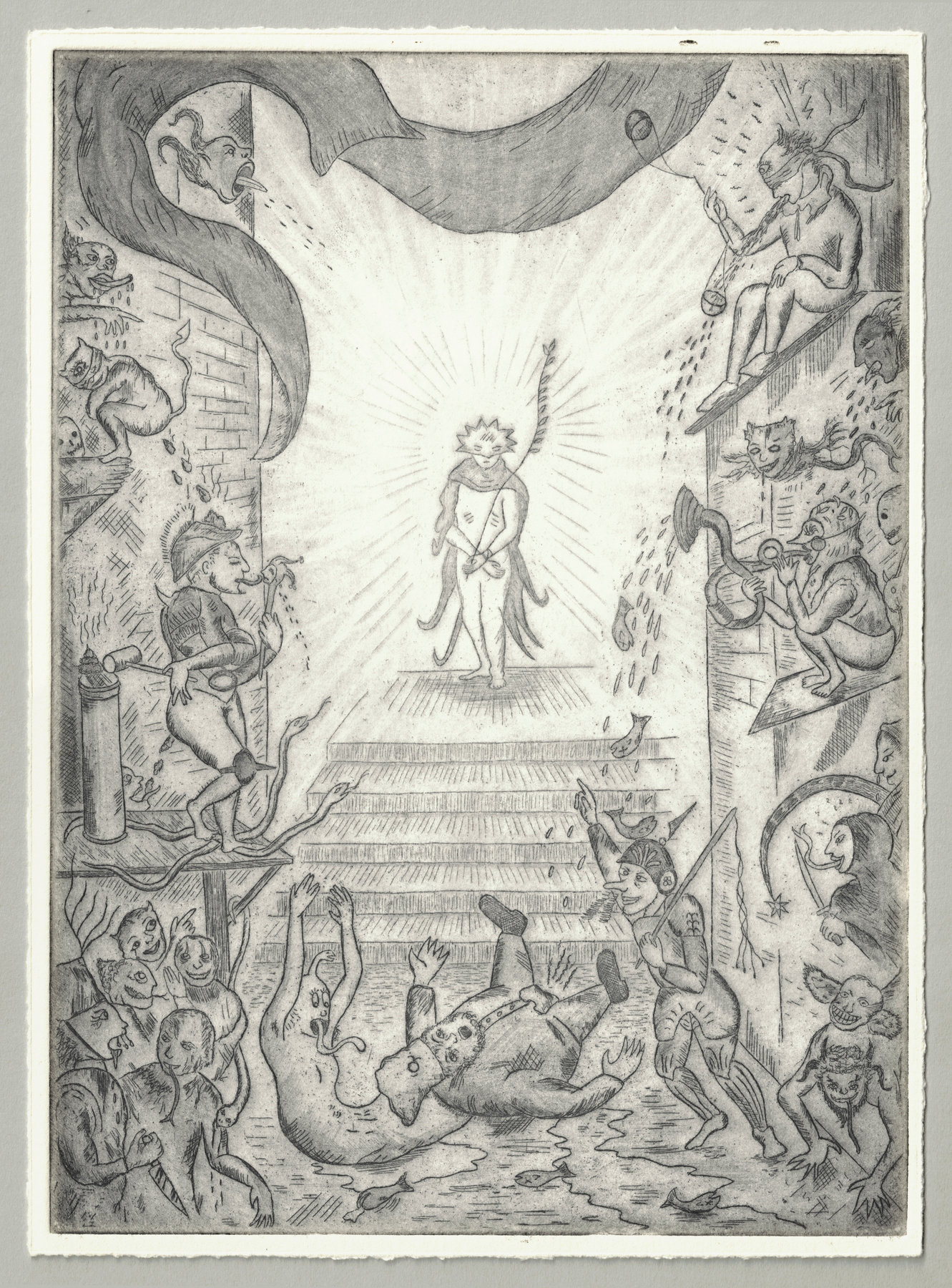 Oliver McConnie, Ecco Homo, etching, 24 x 18cm, 2012. Full sheet.