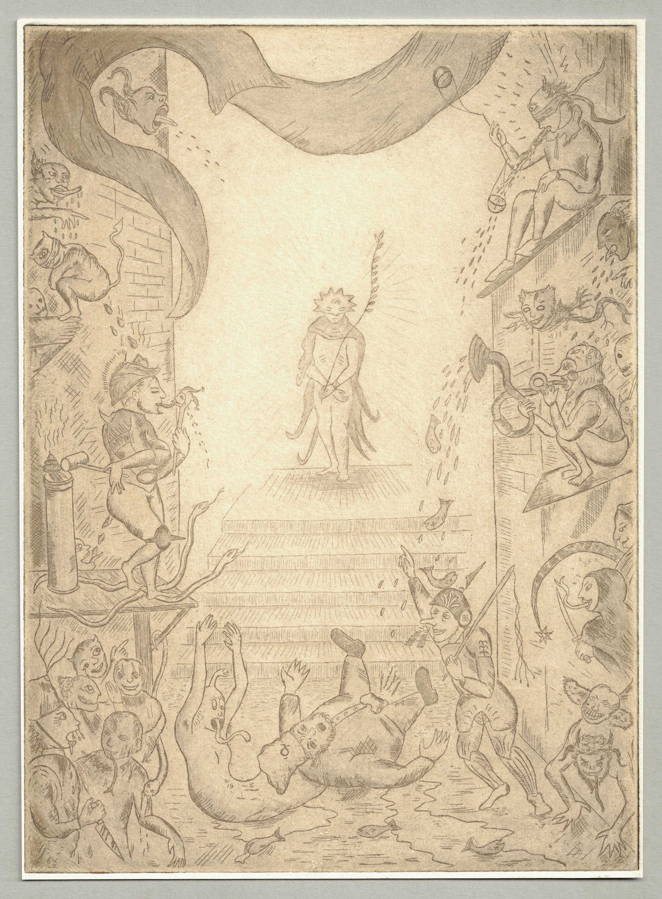 Oliver McConnie, Ecco Homo, etching, 24 x 18cm, 2012. Full sheet.