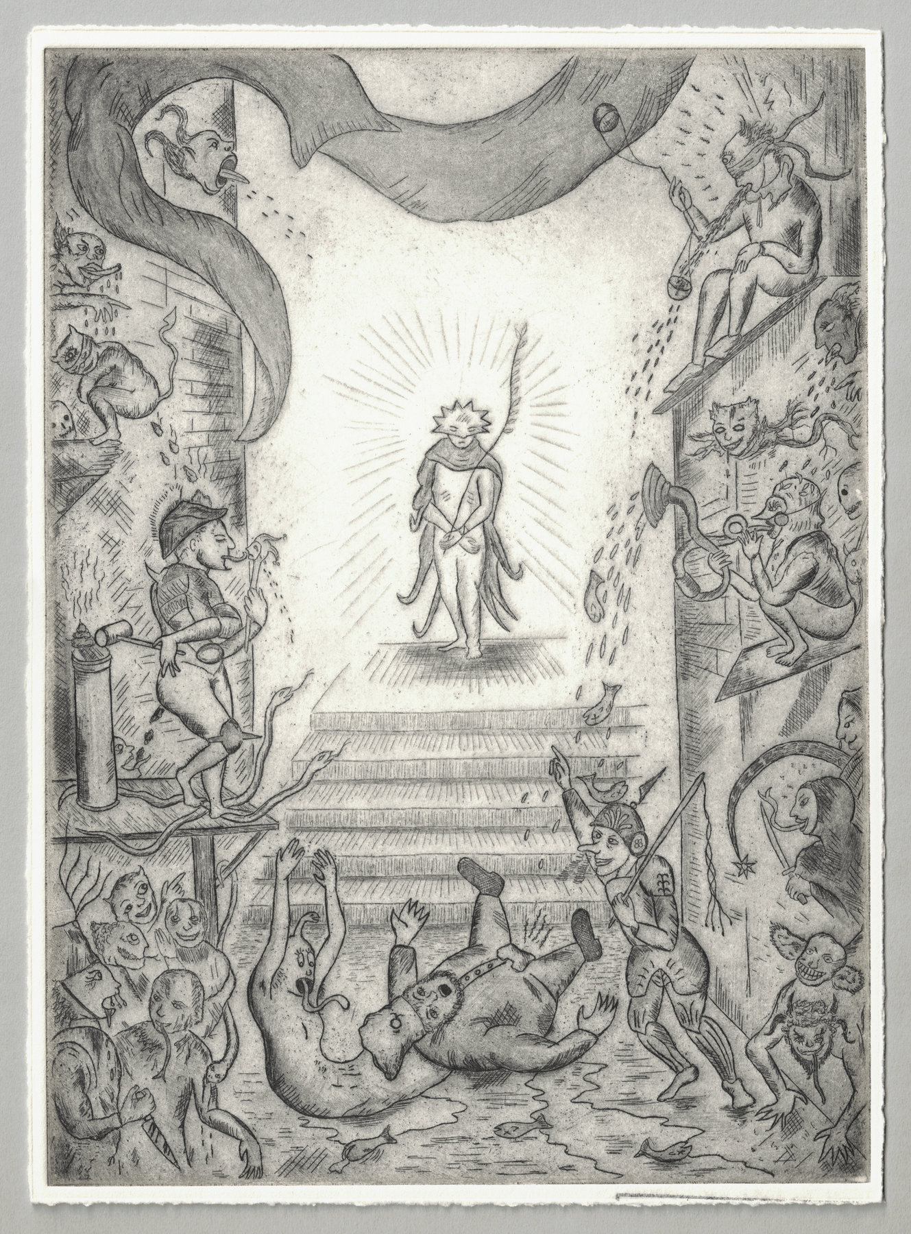 Oliver McConnie, Ecco Homo, etching, 24 x 18cm, 2012. Full sheet.