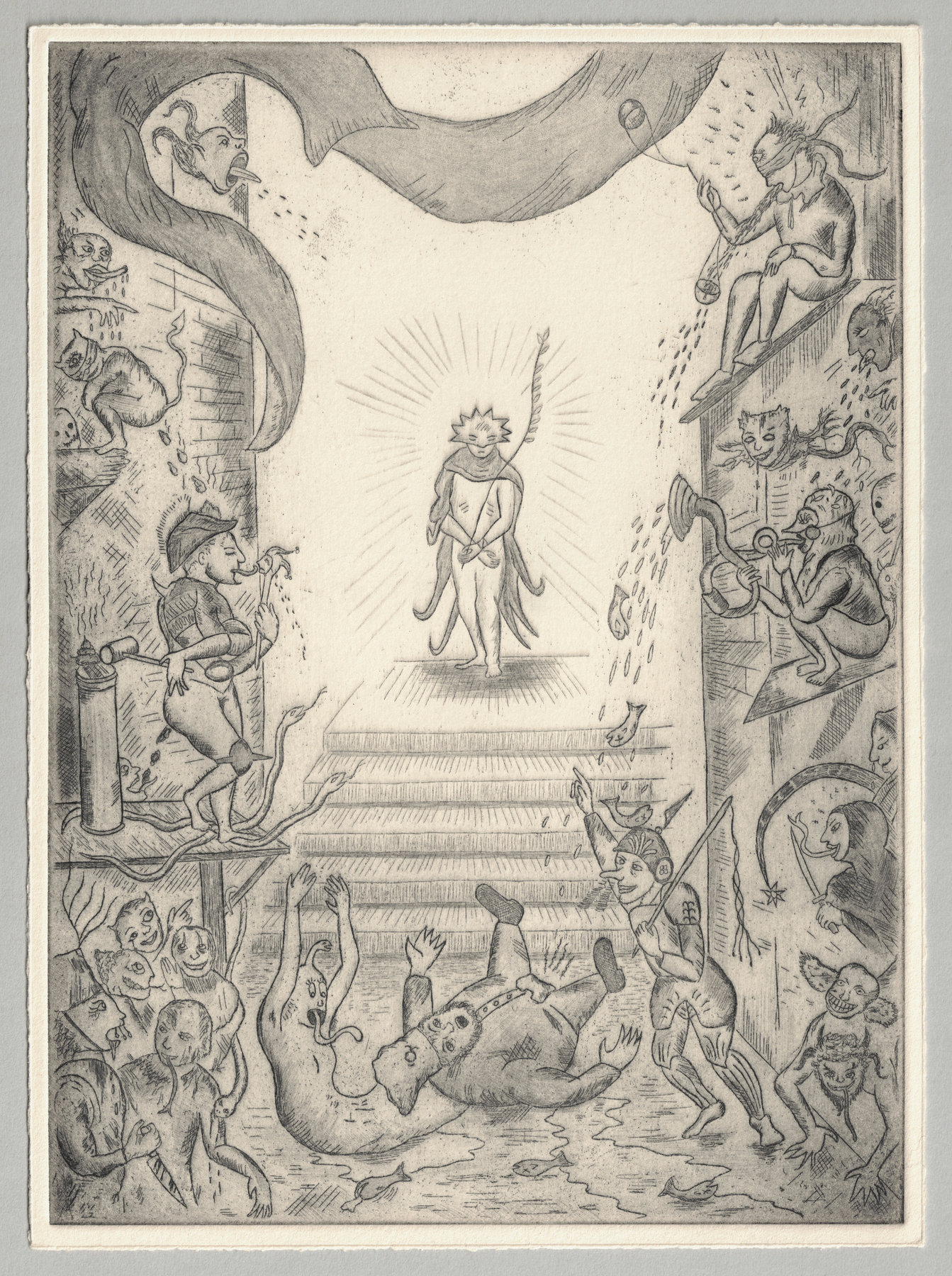 Oliver McConnie, Ecco Homo, etching, 24 x 18cm, 2012. Full sheet.
