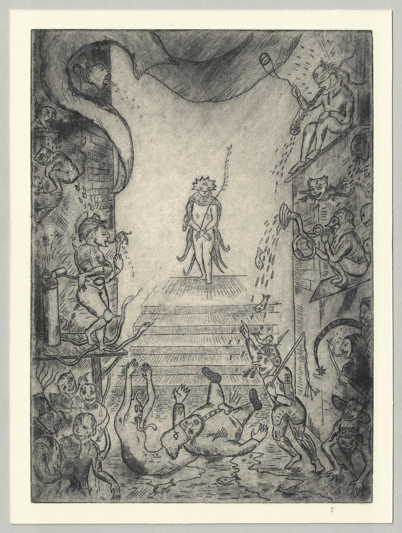 Oliver McConnie, Ecco Homo, etching, 24 x 18cm, 2012. Full sheet.