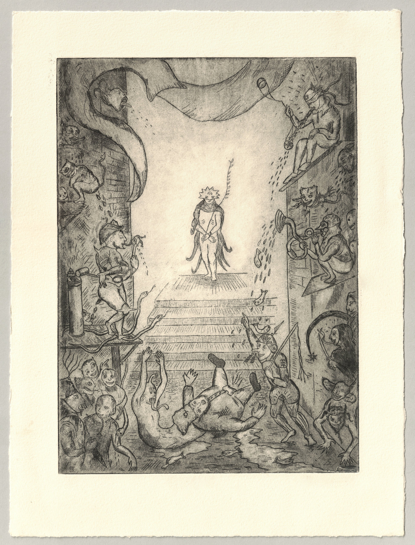 Oliver McConnie, Ecco Homo, etching, 24 x 18cm, 2012. Full sheet.