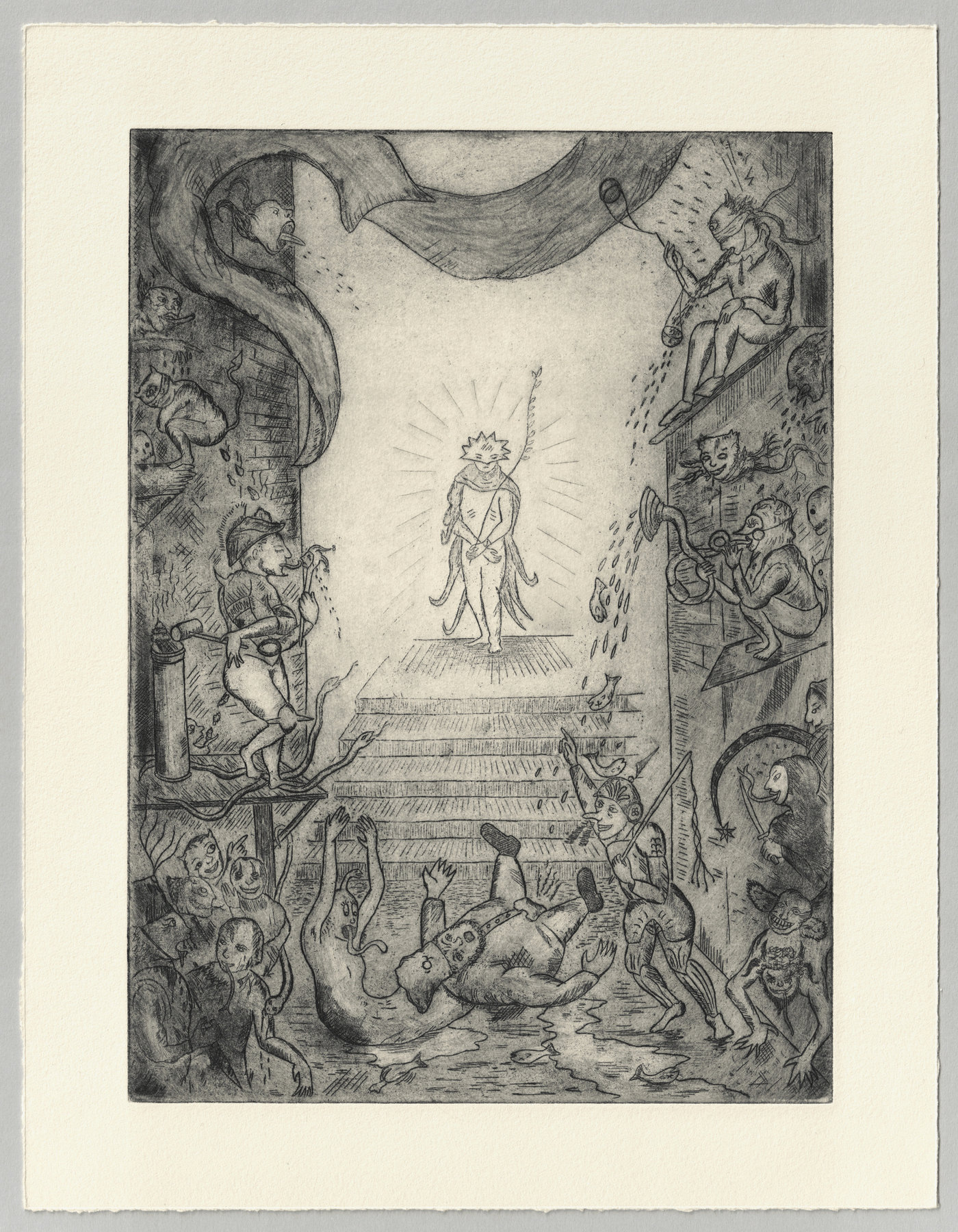 Oliver McConnie, Ecco Homo, etching, 24 x 18cm, 2012. Full sheet.
