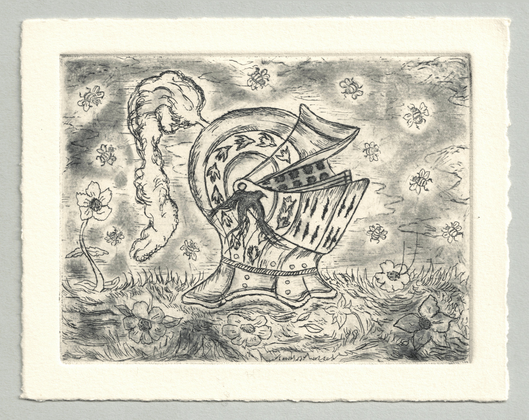 Oliver McConnie, Frith, etching, 9 x 12cm, 2019. Full sheet.