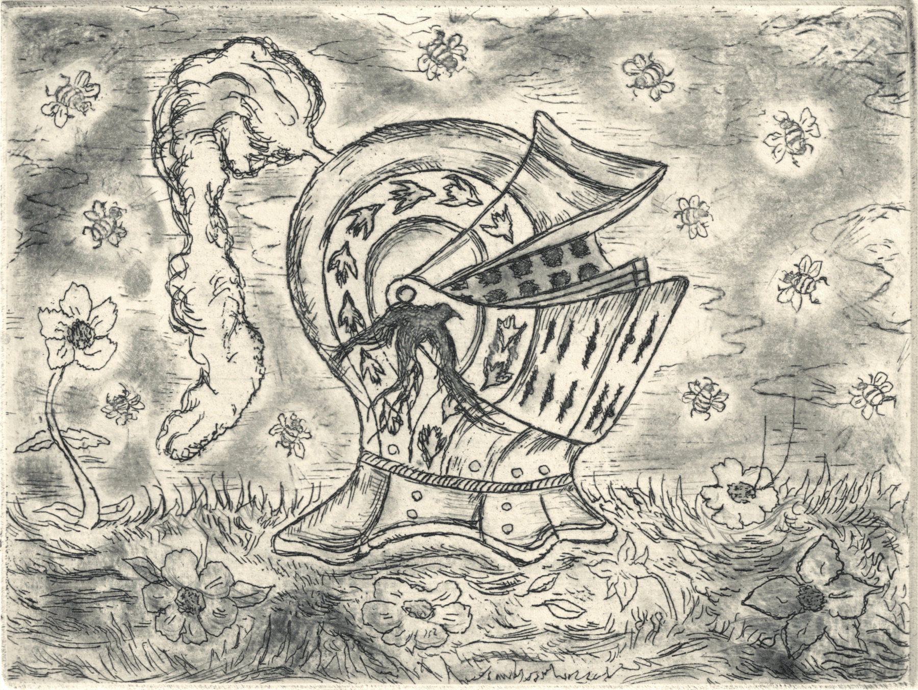 Oliver McConnie, Frith, etching, 9 x 12cm, 2019. Plate mark crop.