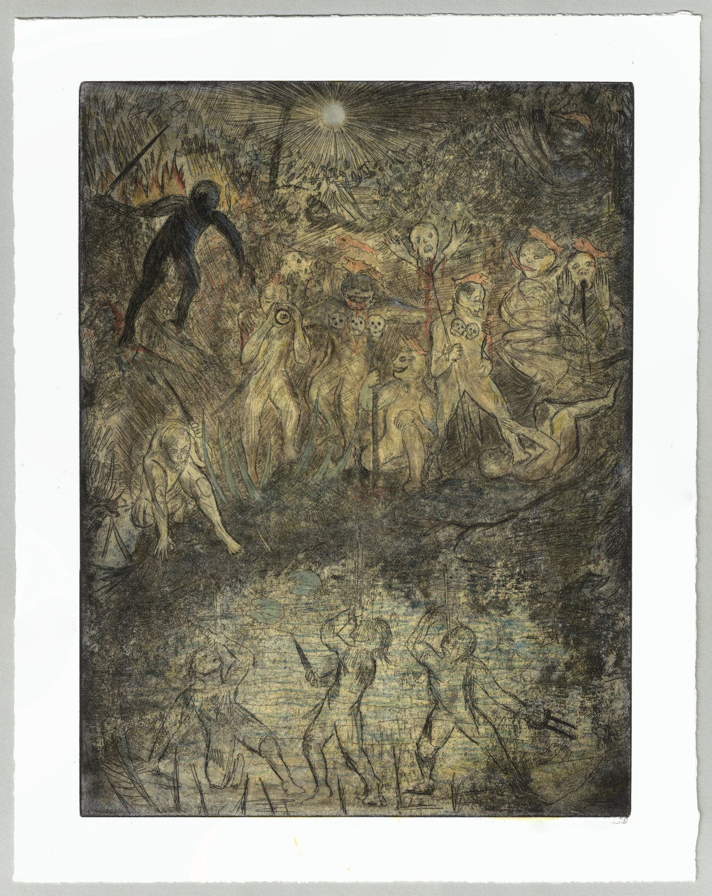 Oliver McConnie, Go to Glory, etching, 30 x 23cm, 2013. Full sheet.