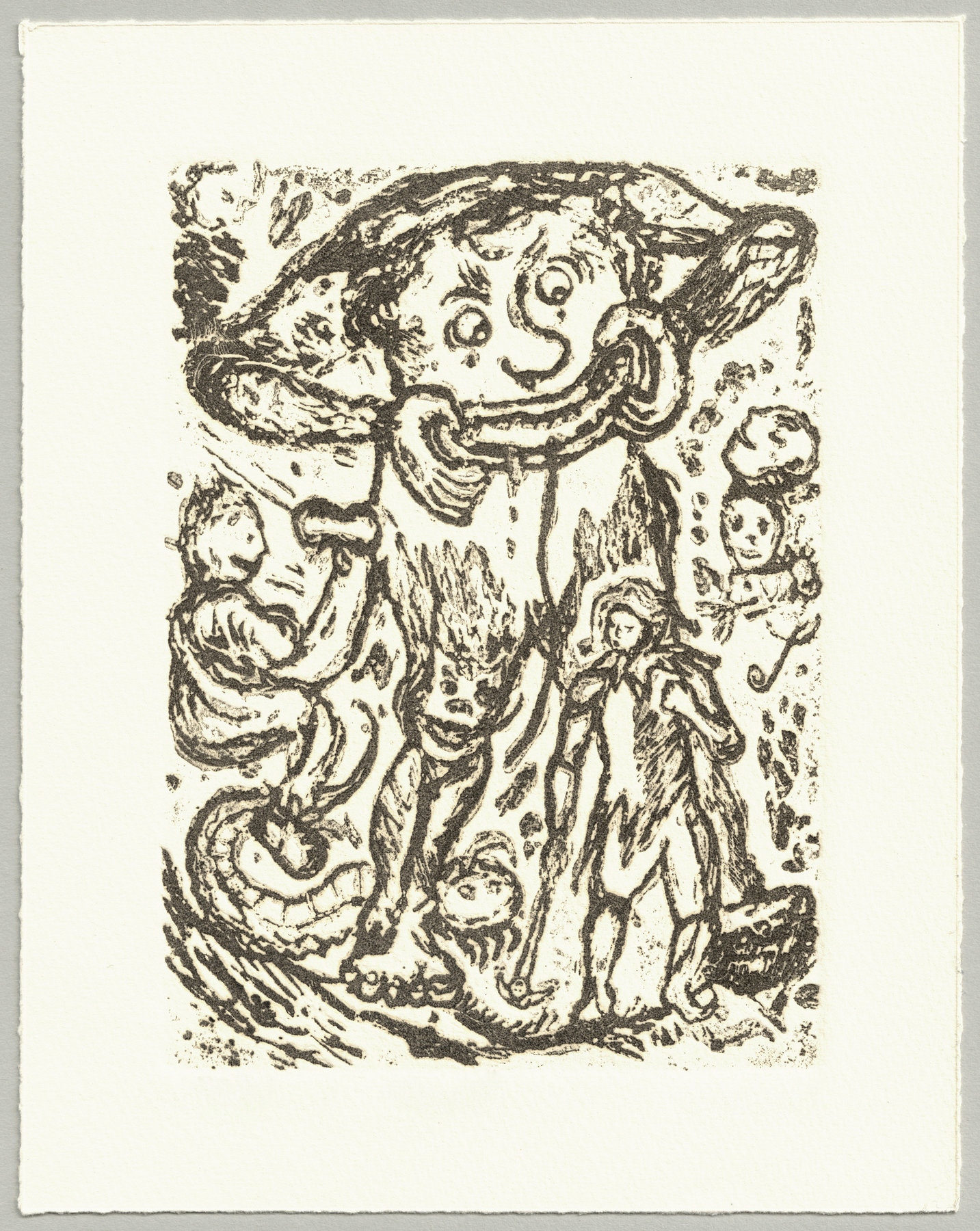 Oliver McConnie, Hunky Punk, relief etching, 18 x 13cm, 2015. Full sheet.