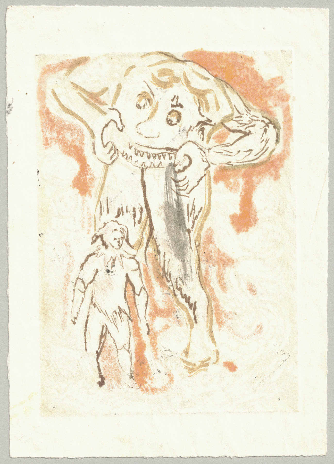 Oliver McConnie, Hunky Punk, relief etching, 18 x 13cm, 2015. Verso. Full sheet.