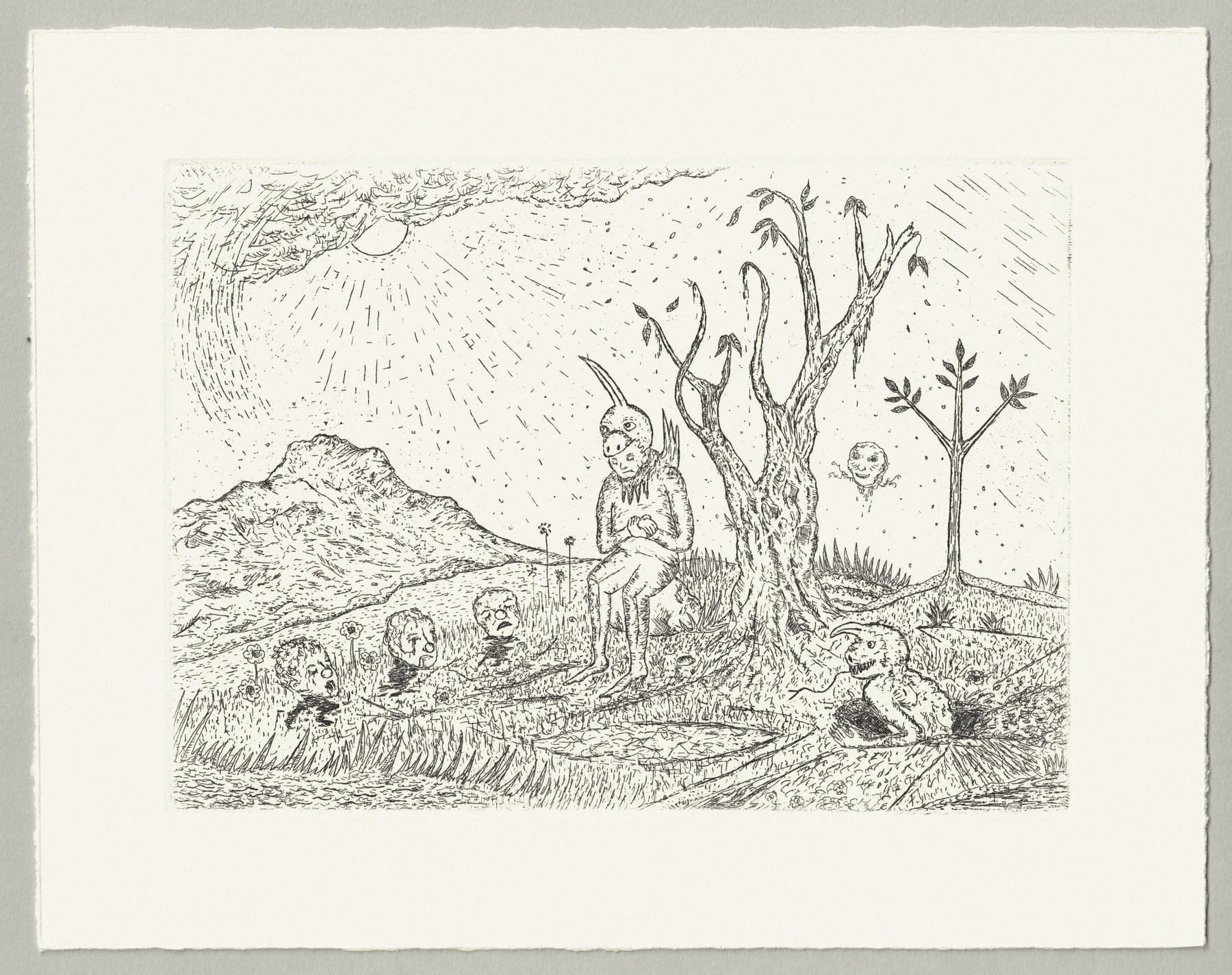 Oliver McConnie, Little Horn, etching, 13 x 18cm, 2009. Full sheet.