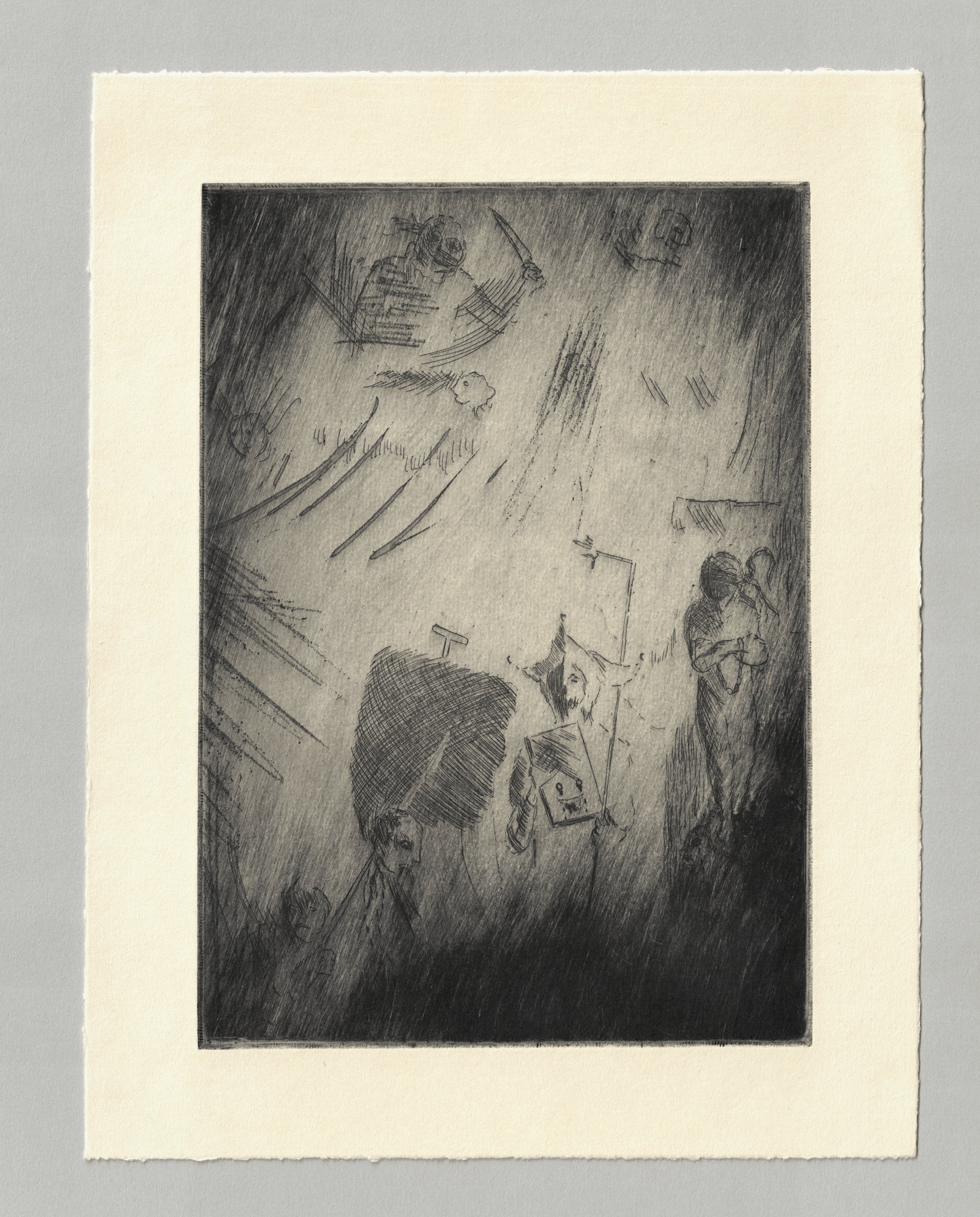 Oliver McConnie, Portent, etching, 20 x 15cm, 2013. Full sheet.