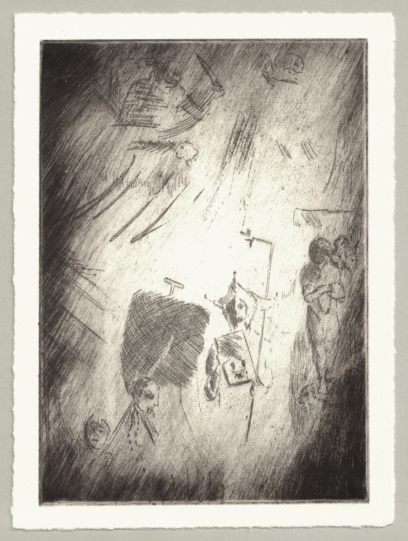 Oliver McConnie, Portent, etching, 20 x 15cm, 2013. Full sheet.