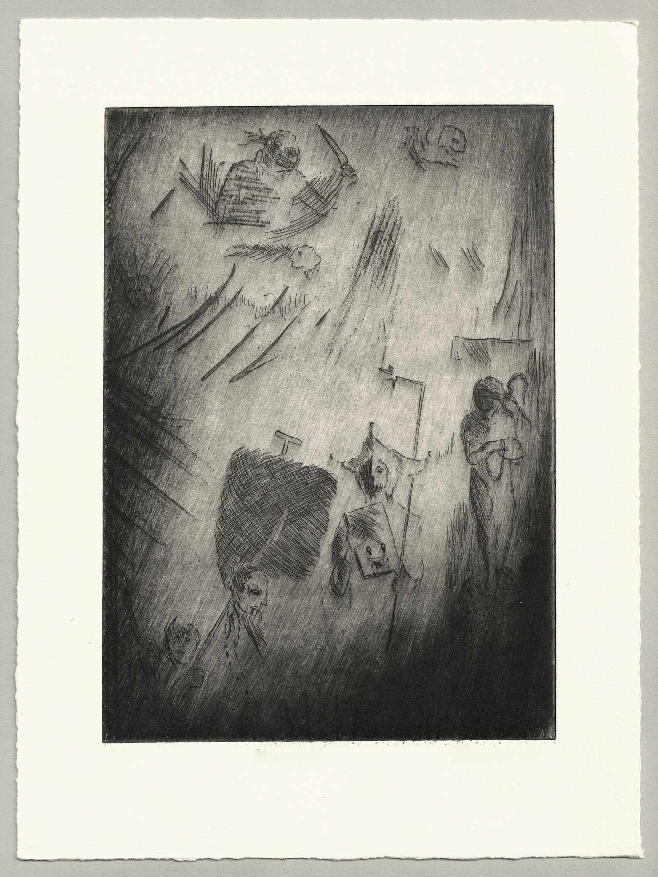 Oliver McConnie, Portent, etching, 20 x 15cm, 2013. Full sheet.