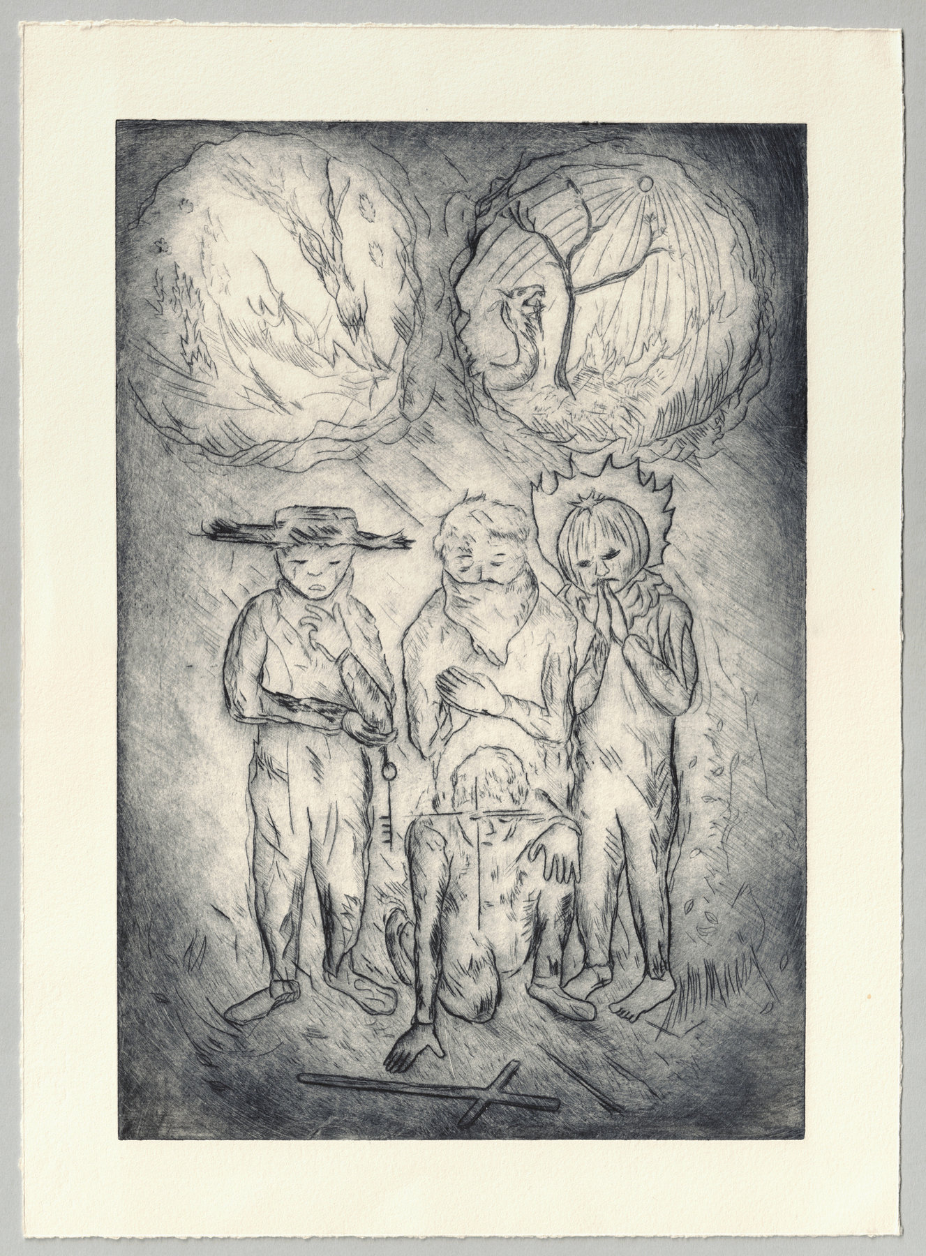 Oliver McConnie, Revelations, dry point, 28 x 19cm, 2013. Full sheet.