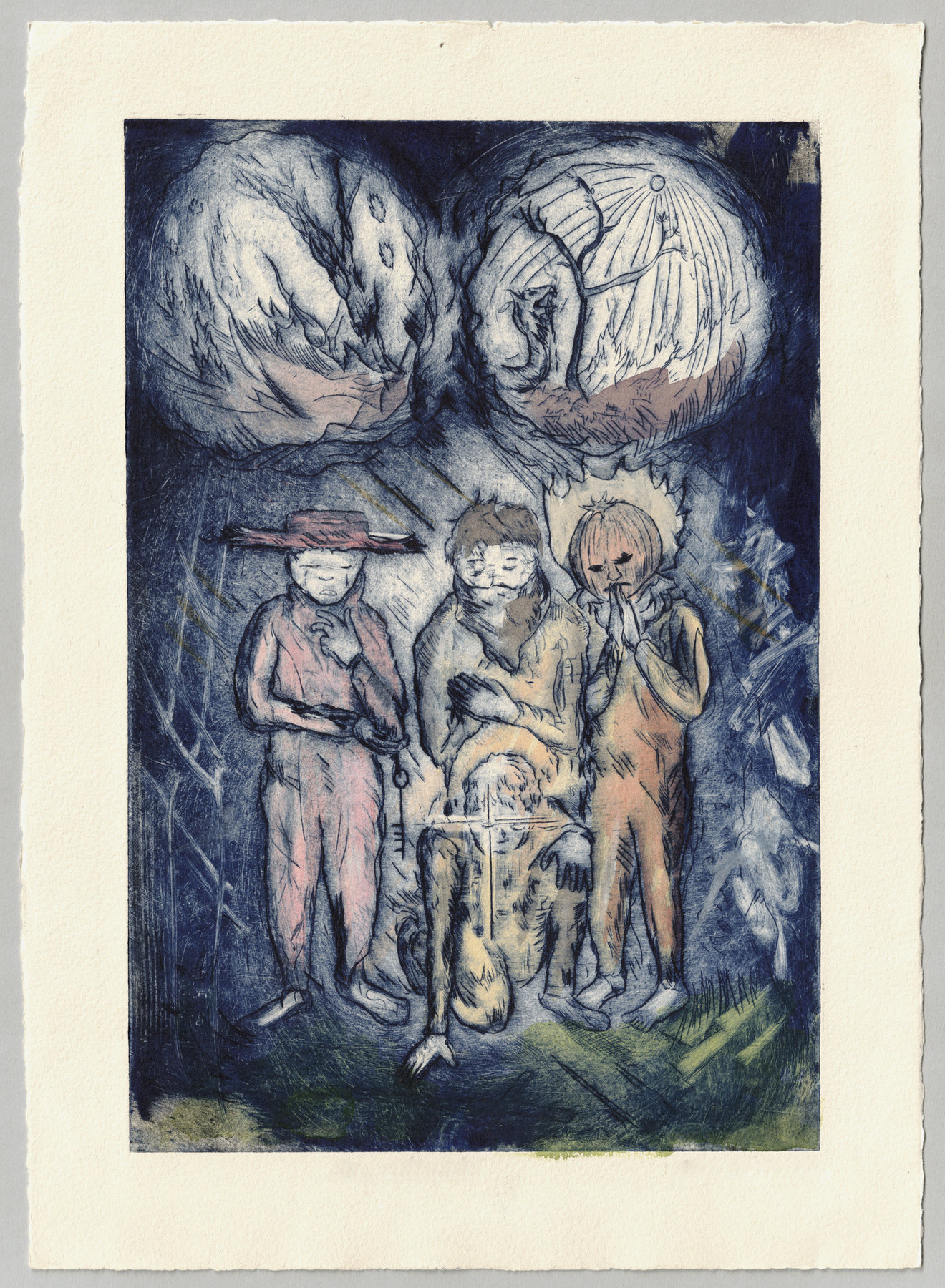 Oliver McConnie, Revelations, dry point, 28 x 19cm, 2013. Full sheet.
