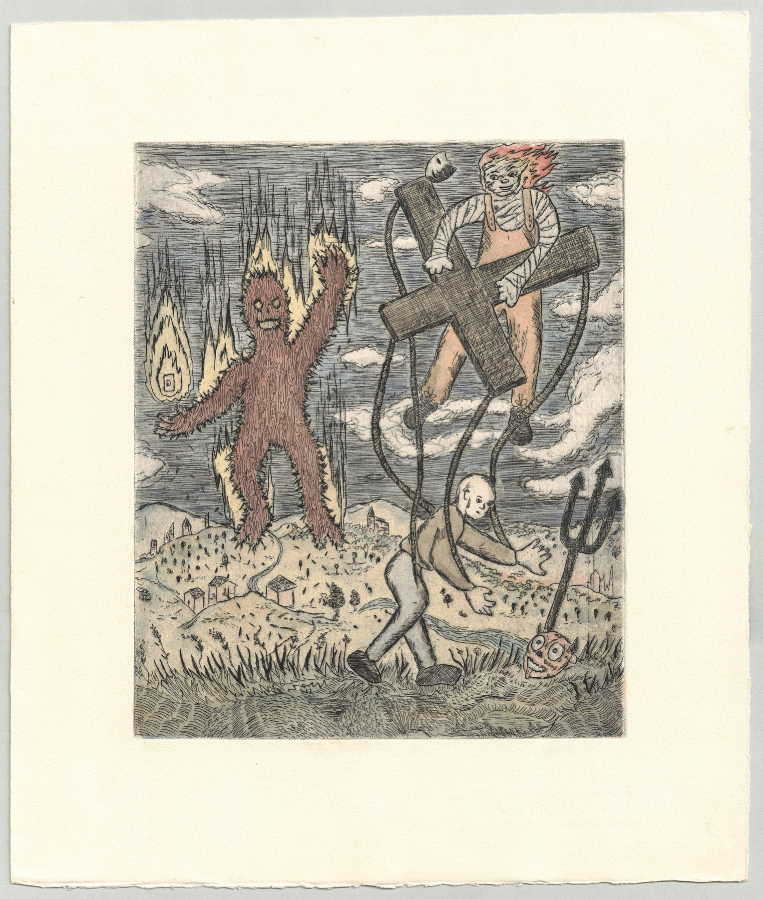 Oliver McConnie, The Devil's Bargain, etching, 24 x 20cm, 2016. Full sheet.