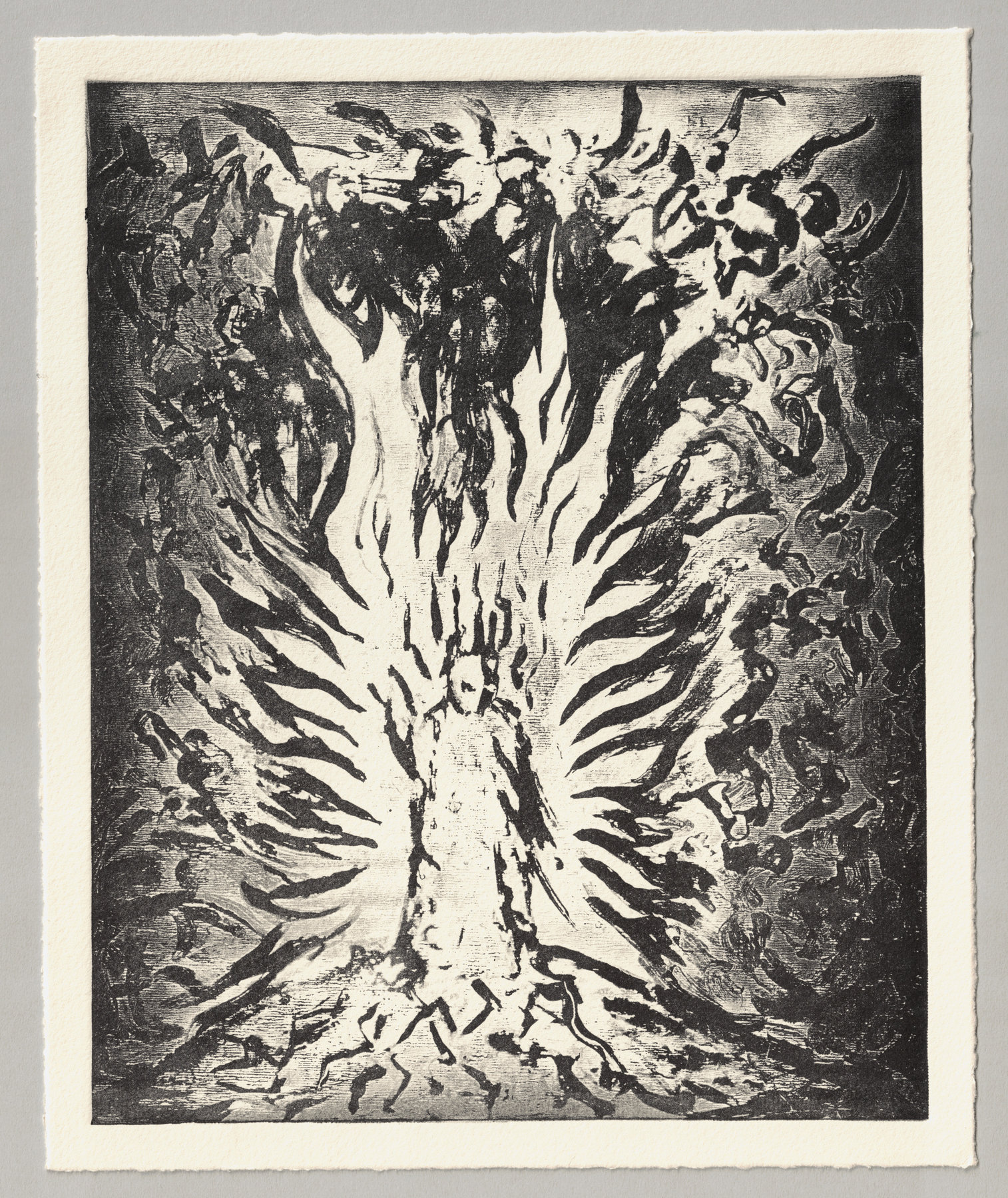 Oliver McConnie, The Fall of Satan, relief etching, 25 x 20cm, 2022. Full sheet.