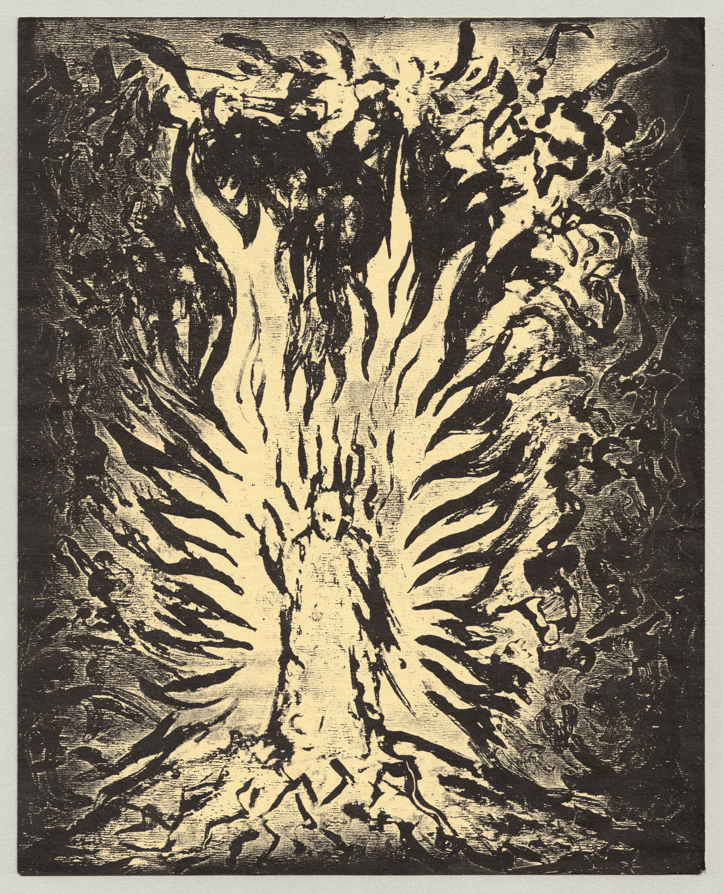 Oliver McConnie, The Fall of Satan, relief etching, 25 x 20cm, 2022. Full sheet.