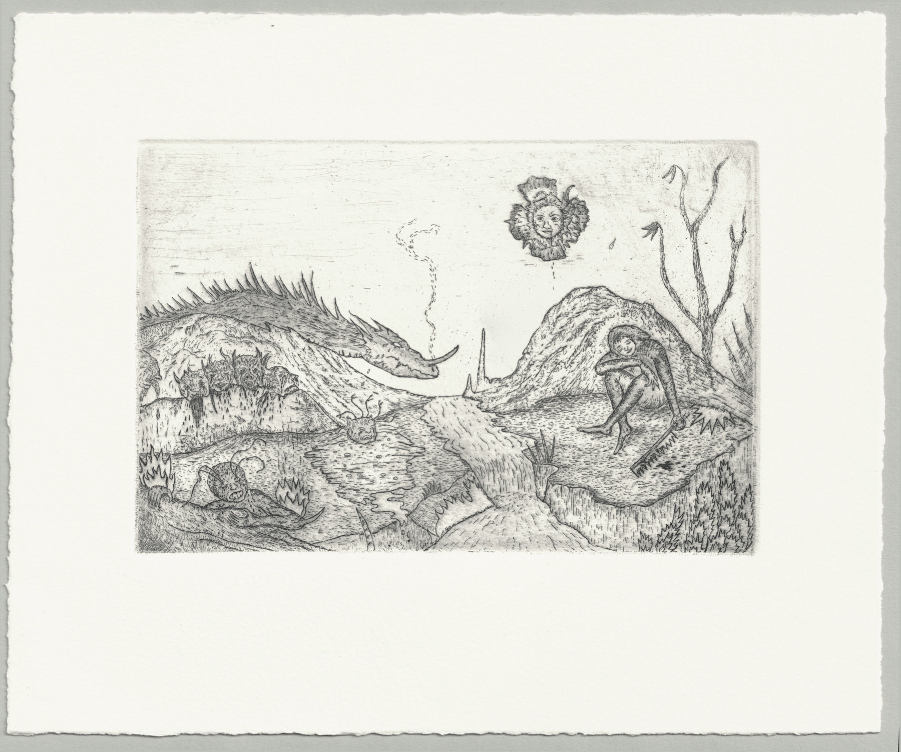 Oliver McConnie, The Mere of Visions, etching, 12 x 18cm, 2010. Full sheet.