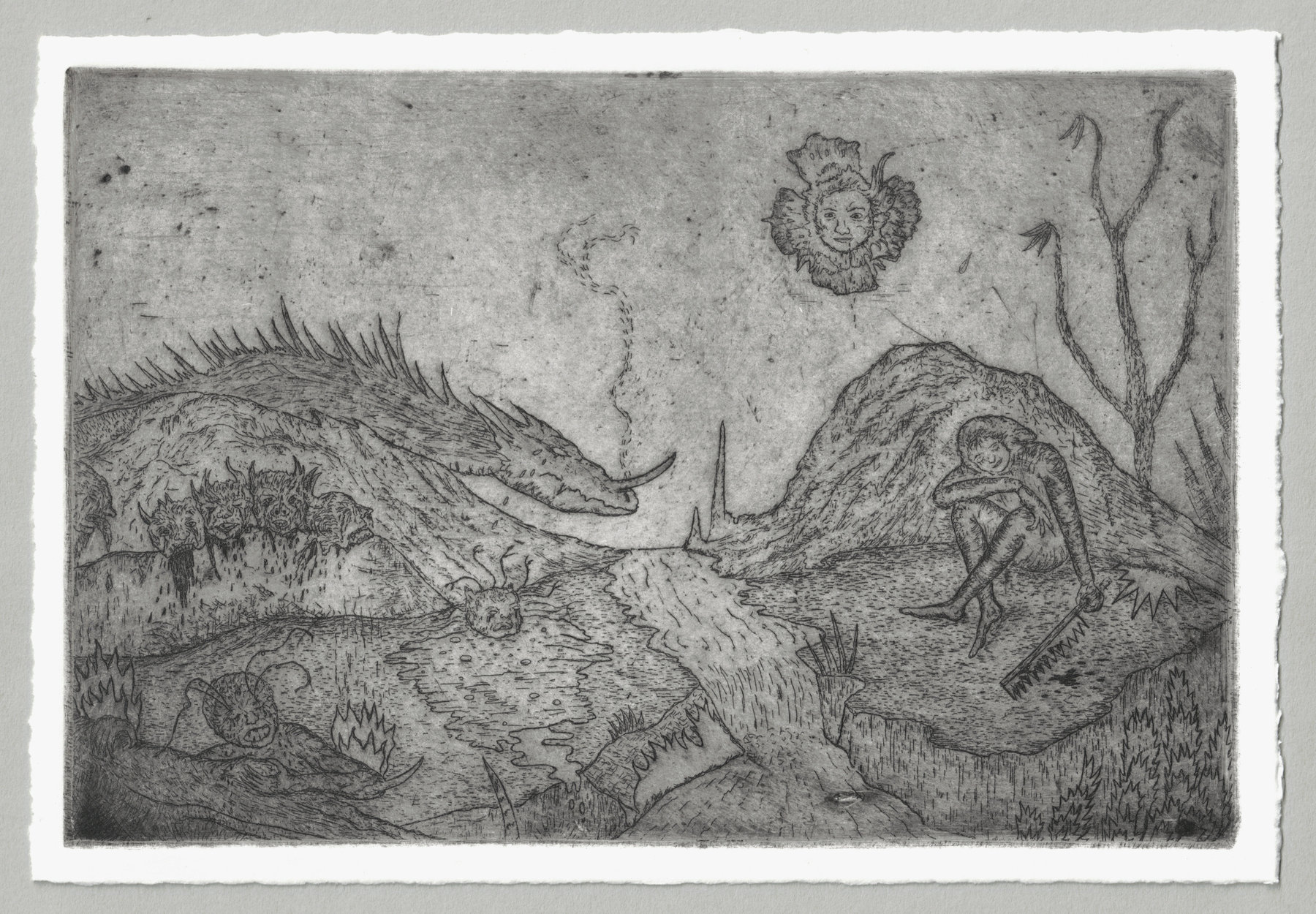 Oliver McConnie, The Mere of Visions, etching, 12 x 18cm, 2010. Full sheet.