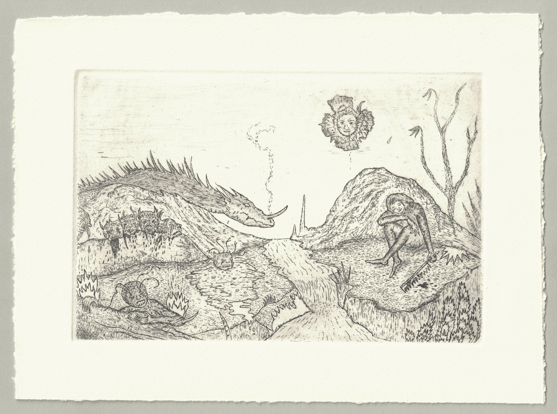 Oliver McConnie, The Mere of Visions, etching, 12 x 18cm, 2010. Full sheet.