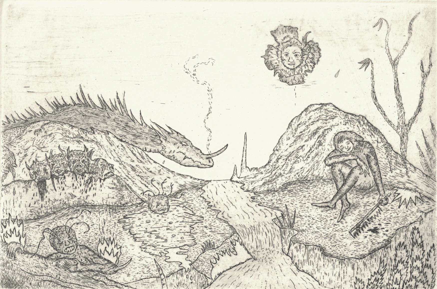 Oliver McConnie, The Mere of Visions, etching, 12 x 18cm, 2010. Plate mark crop.