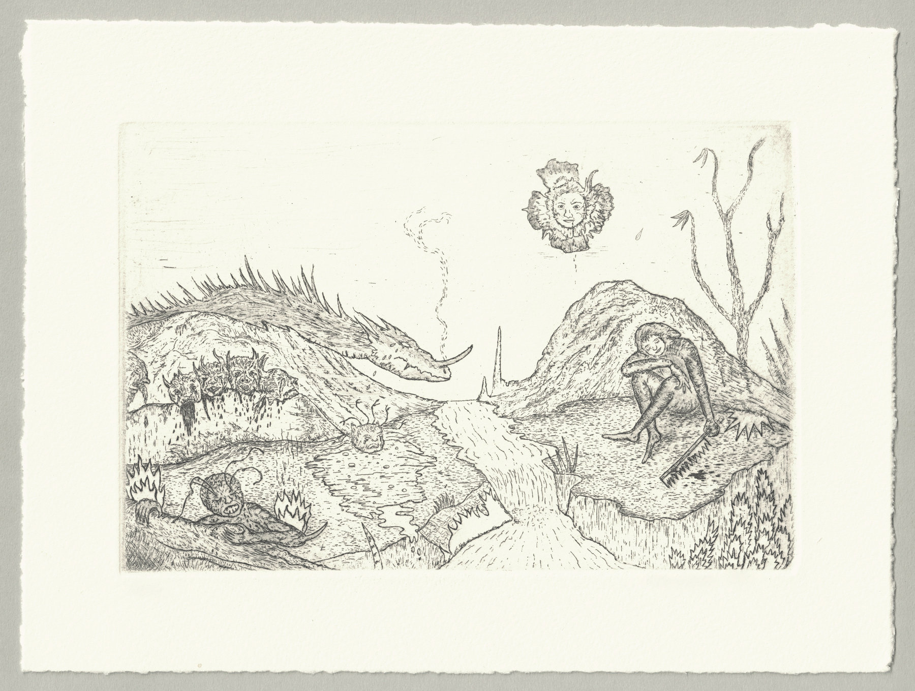Oliver McConnie, The Mere of Visions, etching, 12 x 18cm, 2010. Full sheet.
