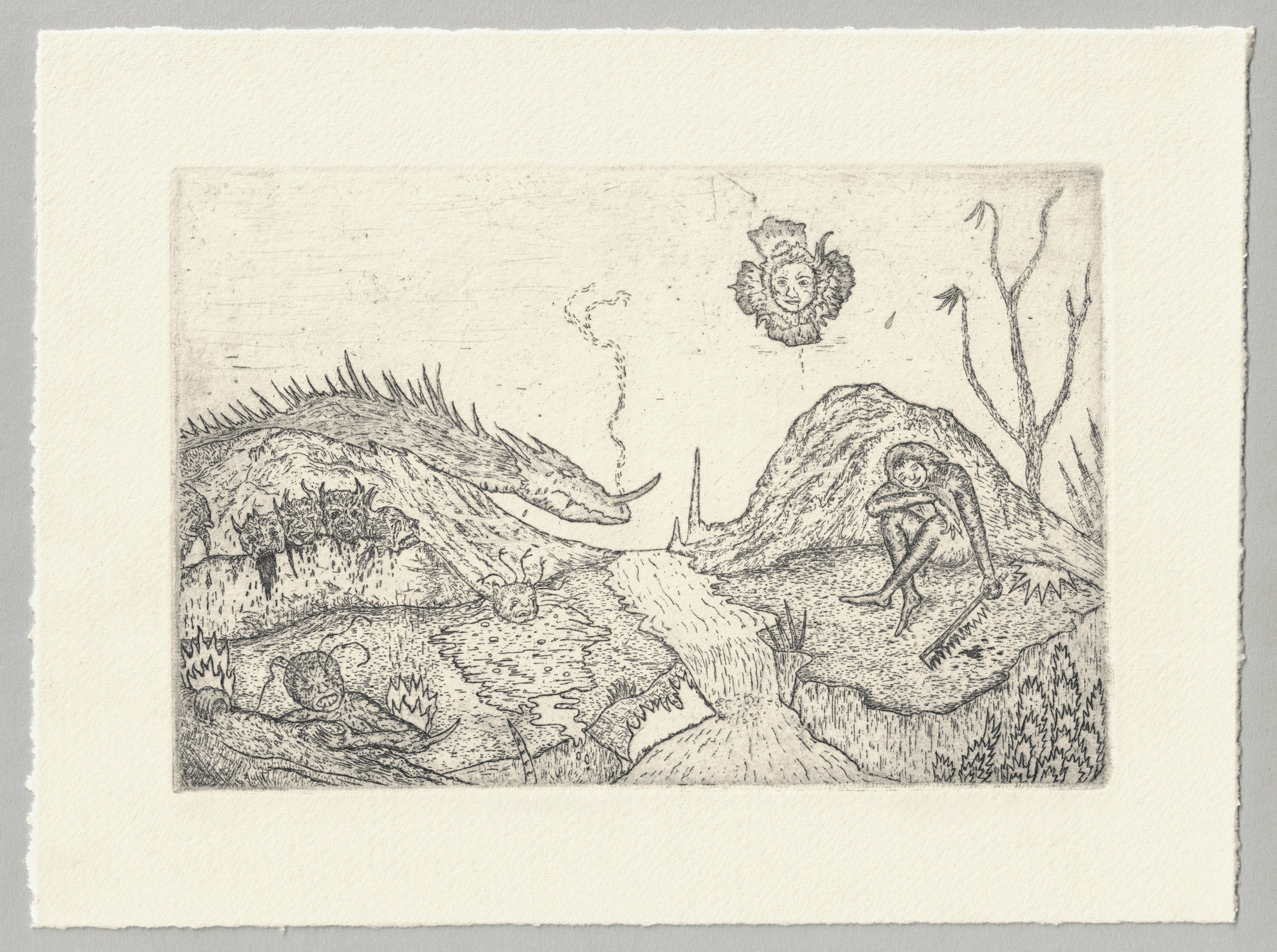 Oliver McConnie, The Mere of Visions, etching, 12 x 18cm, 2010. Full sheet.