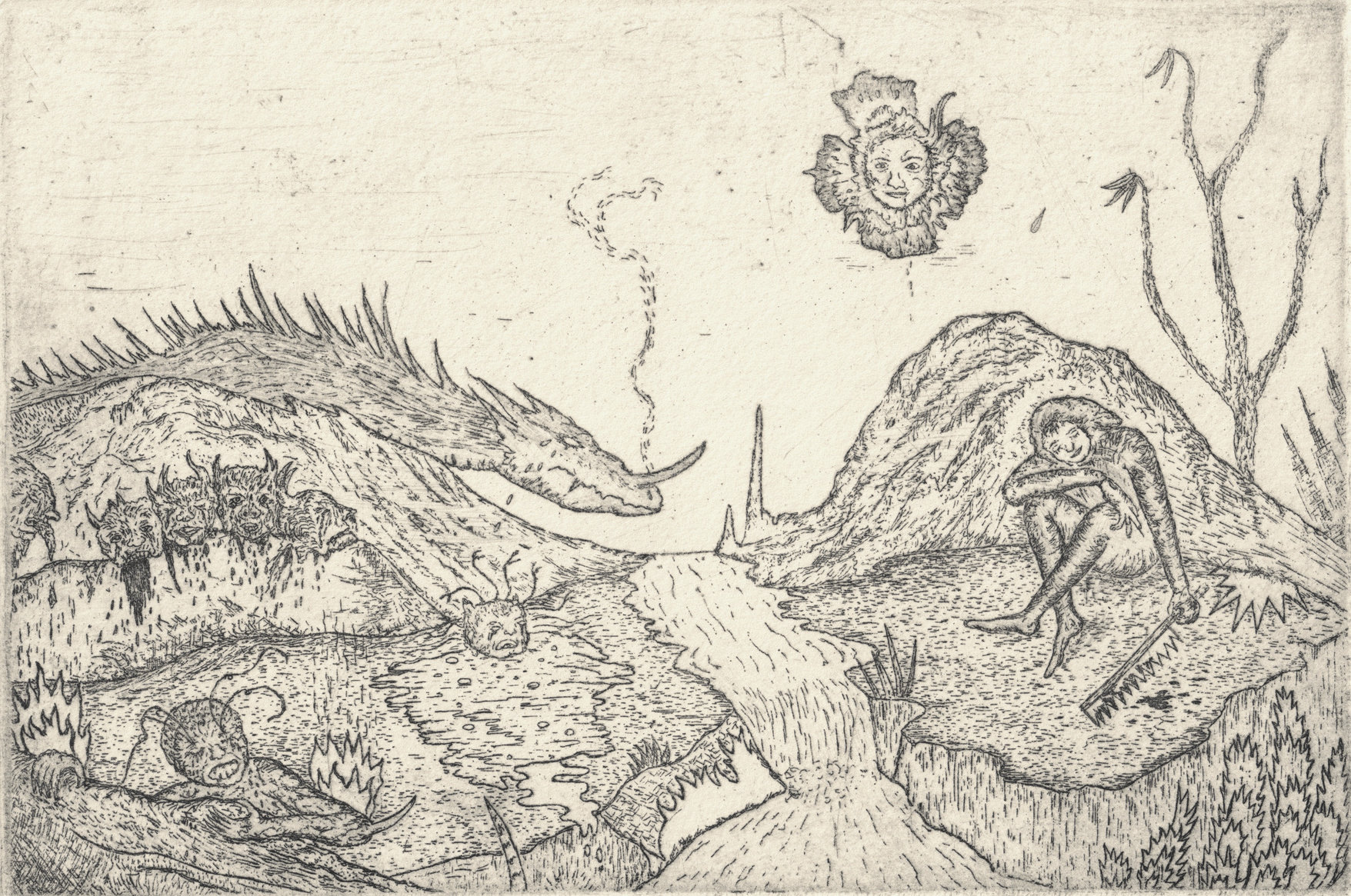 Oliver McConnie, The Mere of Visions, etching, 12 x 18cm, 2010. Plate mark crop.