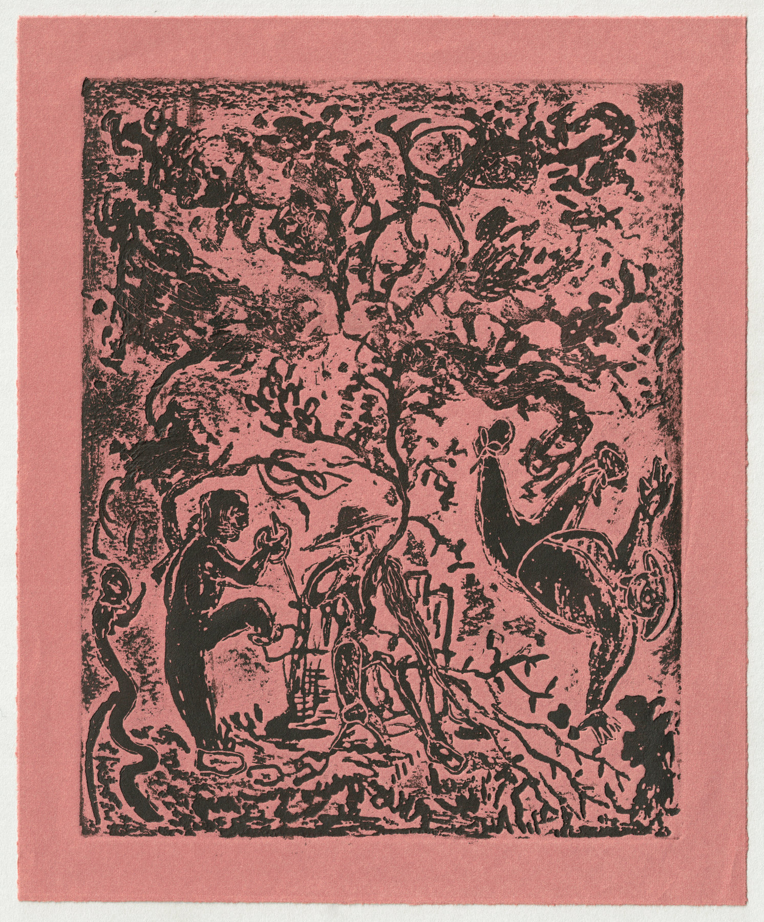 Oliver McConnie, Tree of Jesse, relief etching, 25 x 20cm, 2014. Full sheet.