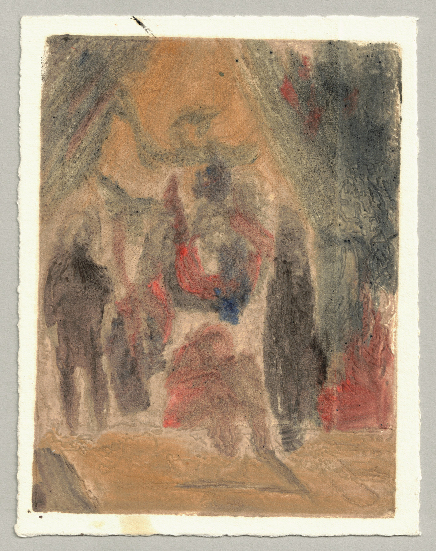 Oliver McConnie, Weary Bones, relief etching, 16 x 12cm, 2015. Full sheet.