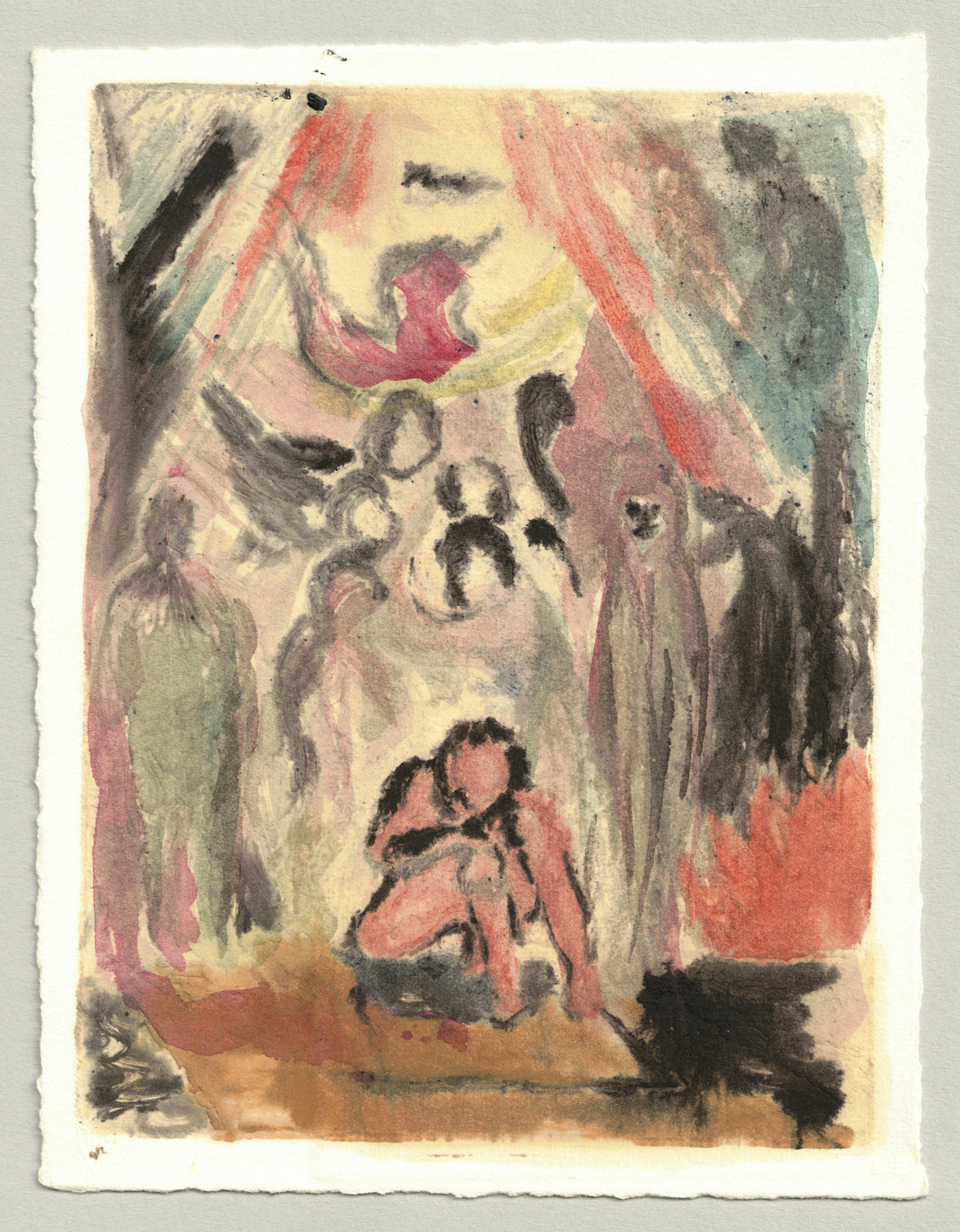 Oliver McConnie, Weary Bones, relief etching, 16 x 12cm, 2015. Full sheet.