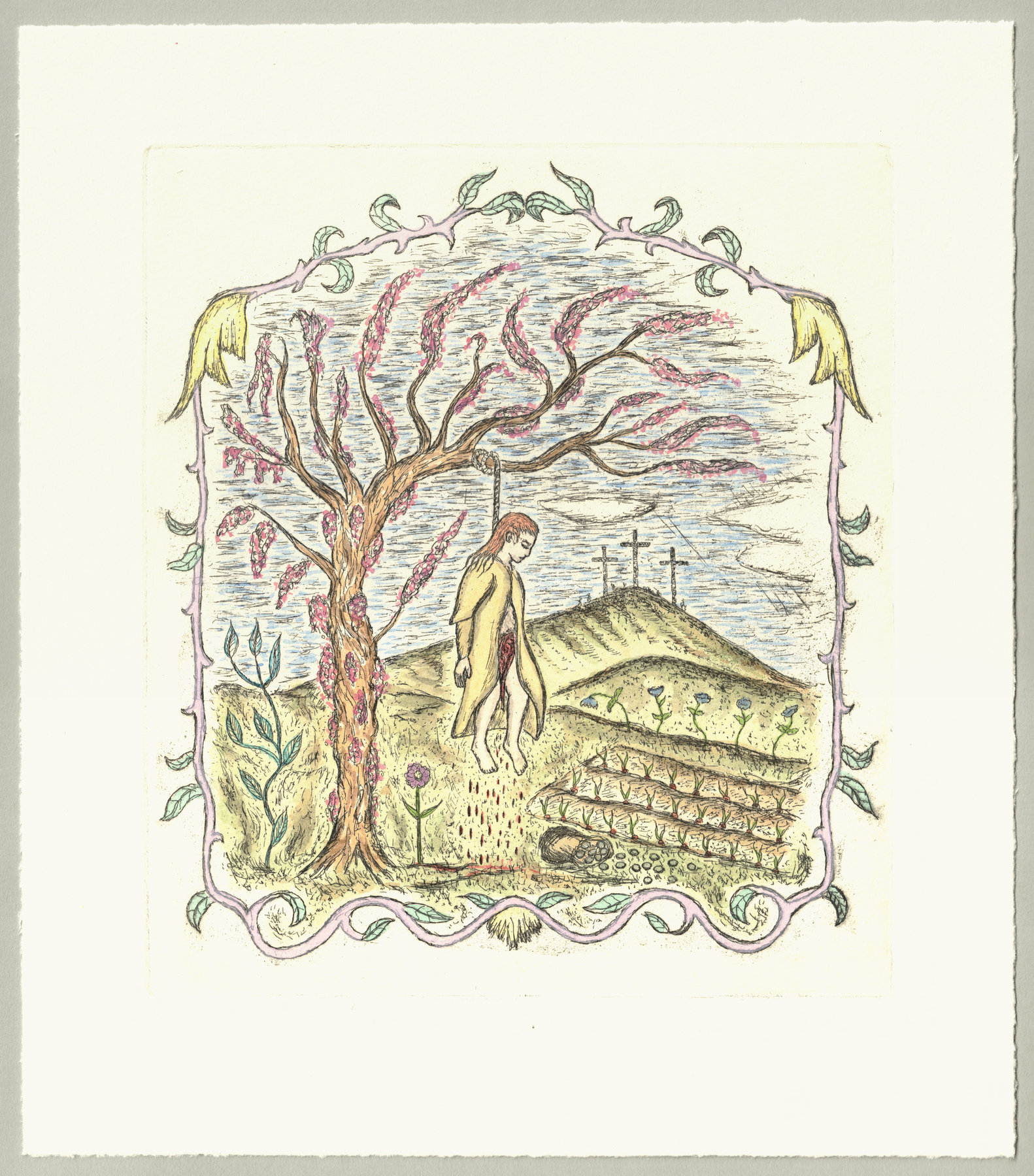 Oliver McConnie, Son of Perdition, etching, 22 x 20cm, 2025. Full sheet.
