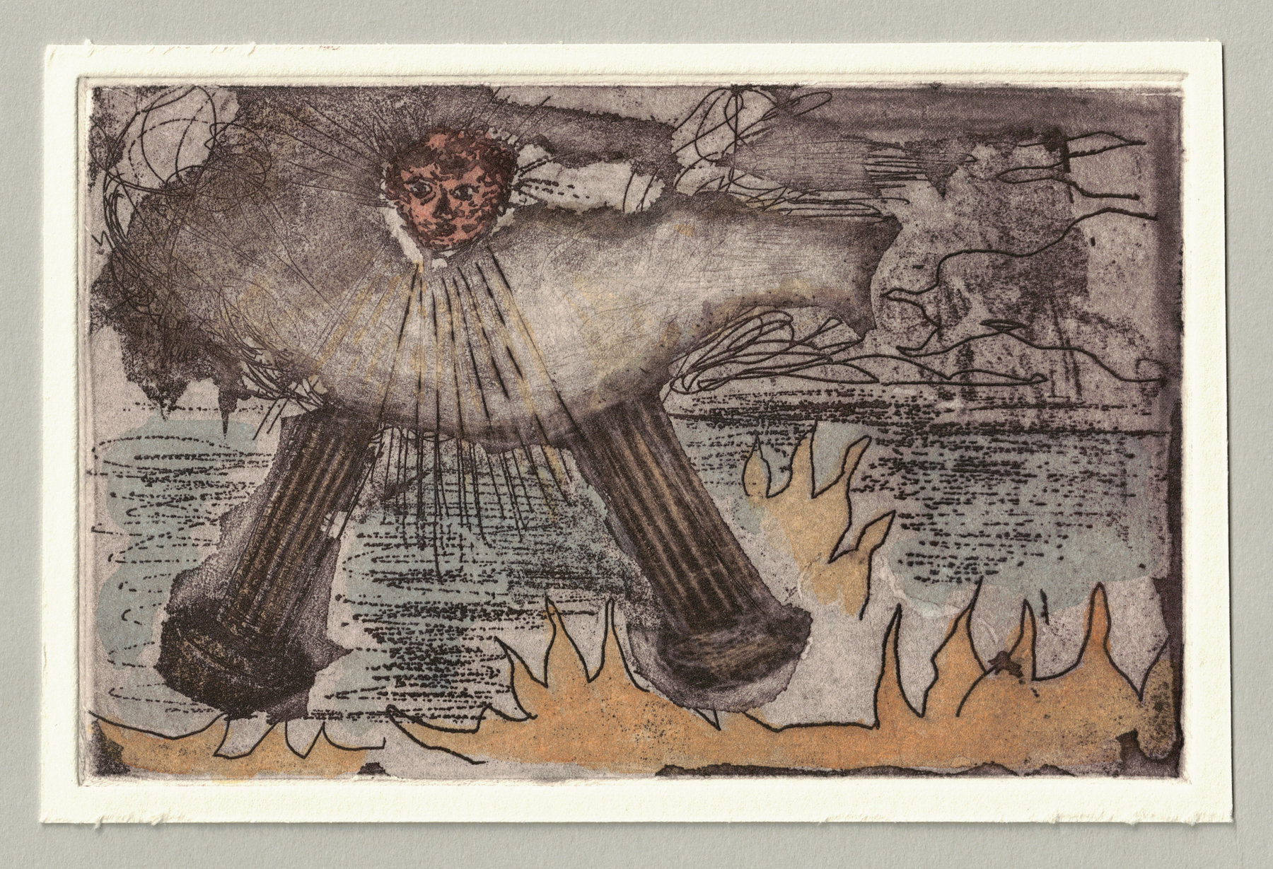 Oliver McConnie, St Johns Vision, etching, 9 x 14cm, 2014. Full sheet.