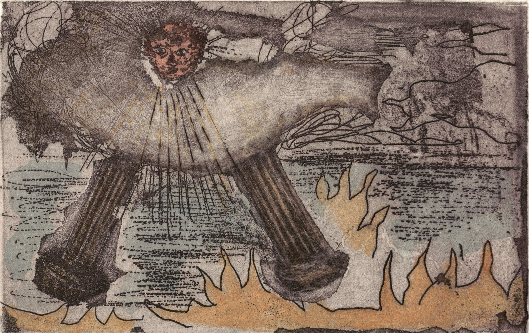 Oliver McConnie, St Johns Vision, etching, 9 x 14cm, 2014. Plate mark crop.